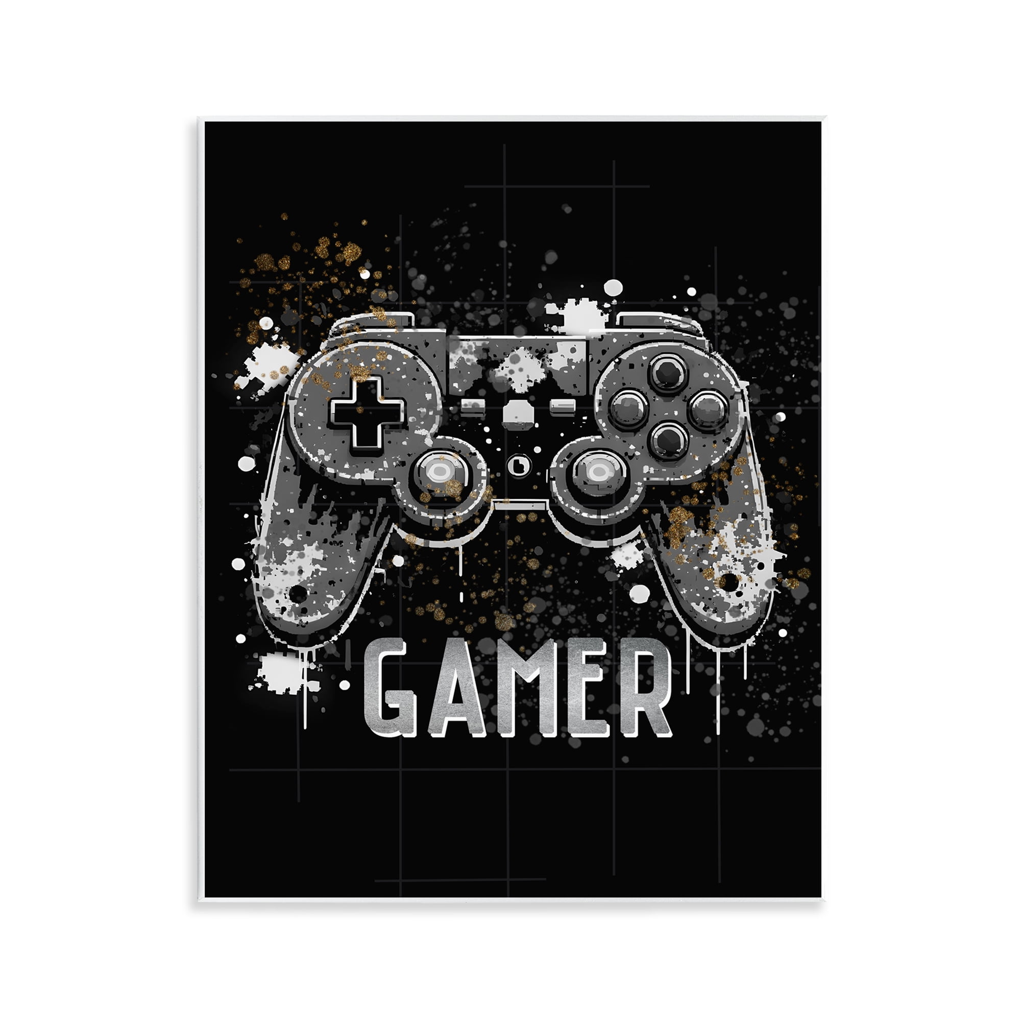 Stupell Industries Gamer with Modern Splash Entertainment Painting Unframed Art Print Wall Art, 11 x 14