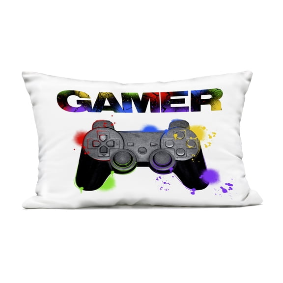 Stupell Industries Gamer with Paint Smear Design by Marcus Prime Outdoor Printed Pillow