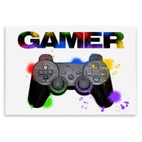 Stupell Industries Gamer with Rainbow Splashes Quotes and Sayings Painting Unframed Art Print Wall Art, 15 x 10