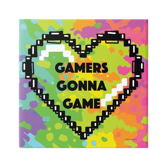 Stupell Industries Gamers Gonna Game Phrase Beauty & Fashion Painting Gallery Wrapped Canvas Print Wall Art, 17 x 17