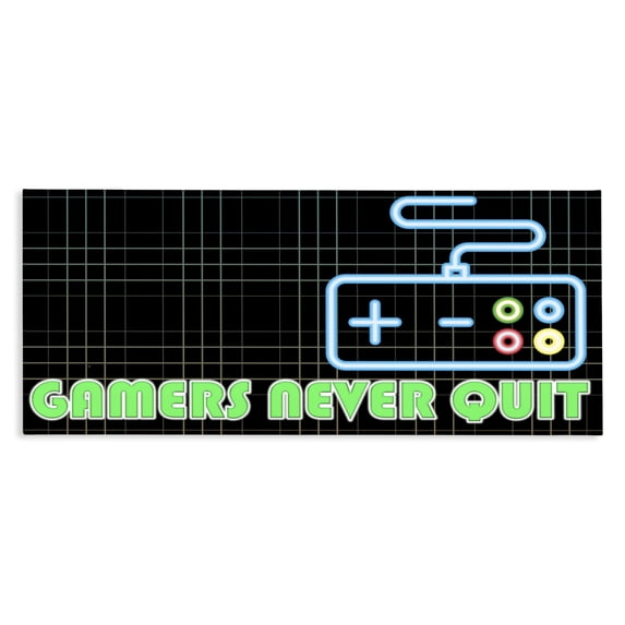 Stupell Industries Contemporary Gamers Never Quit Neon Canvas Art, 24 x 10, by Kim Allen