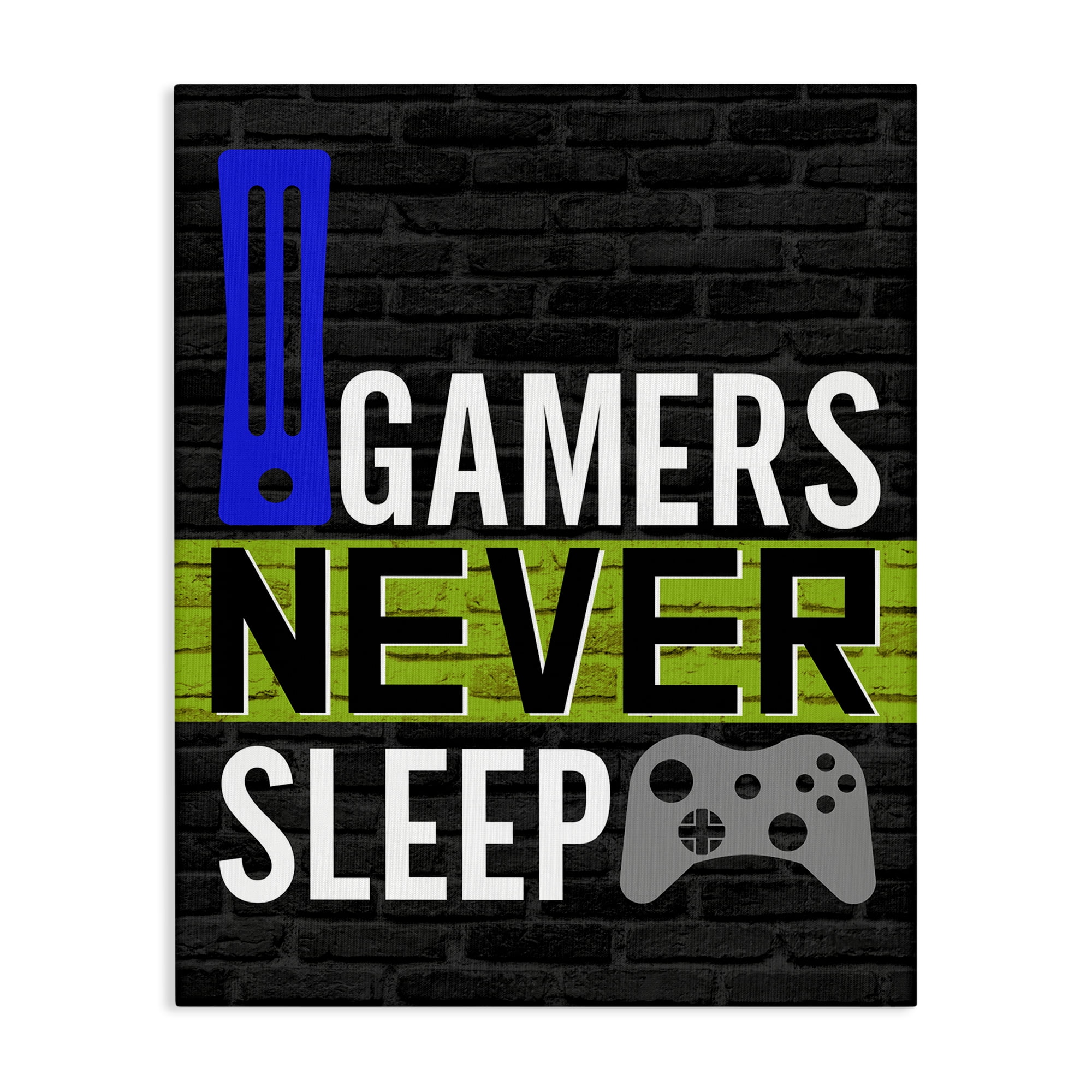 Stupell Industries Gamers Never Sleep Typography Painting Gallery Wrapped Canvas Art Print Wall Art, 30 x 40
