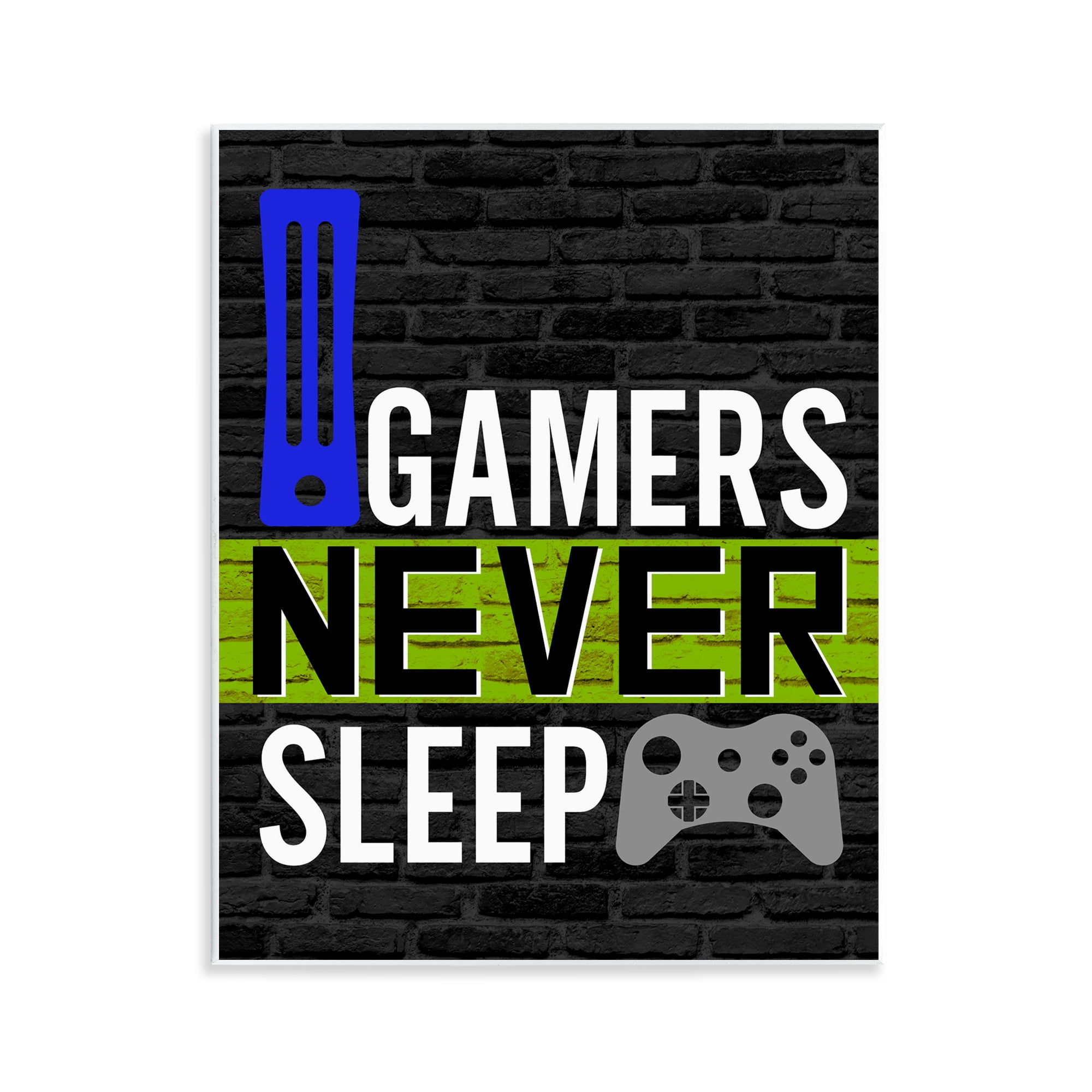 Stupell Industries Gamers Never Sleep Typography Painting Unframed Art Print Wall Art, 11 x 14