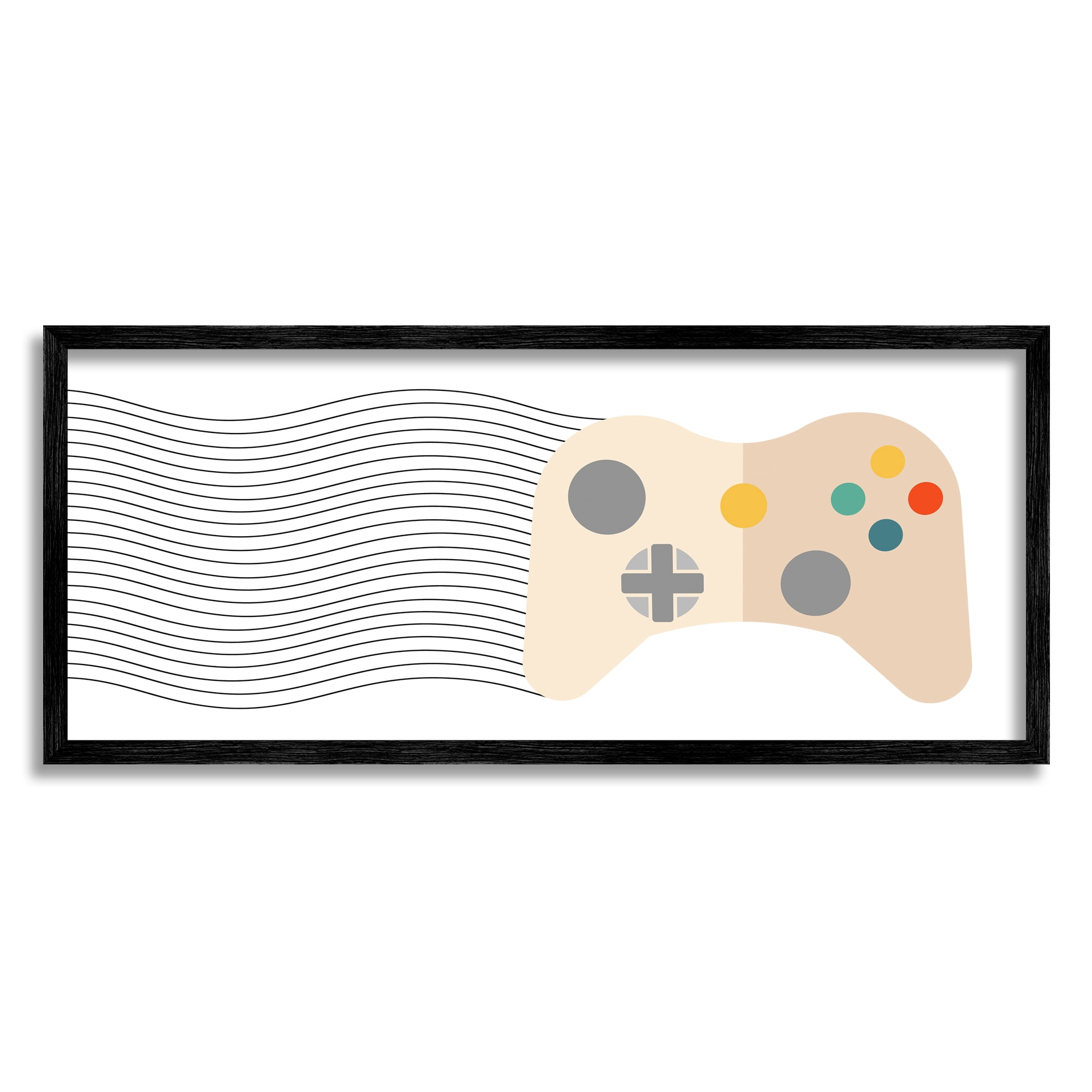 Stupell Industries Gaming Controller Pattern Abstract Painting Black Framed Art Print Wall Art, 24 x 10