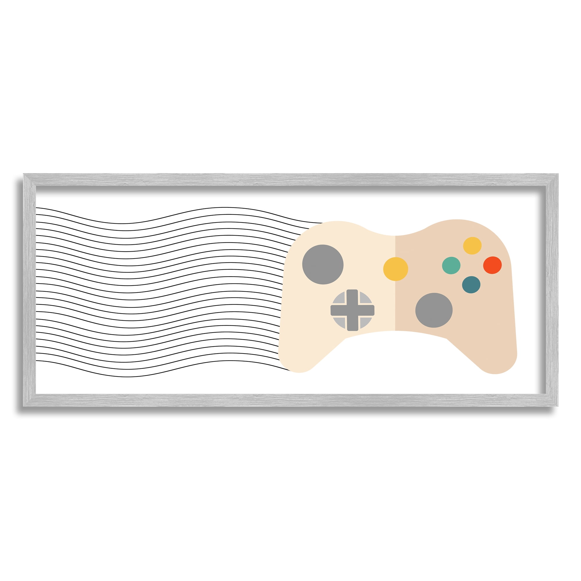 Stupell Industries Gaming Controller Pattern Abstract Painting Gray Framed Art Print Wall Art, 24 x 10
