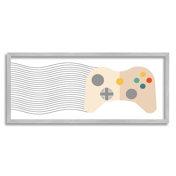 Stupell Industries Gaming Controller Pattern Abstract Painting Gray Framed Art Print Wall Art, 24 x 10