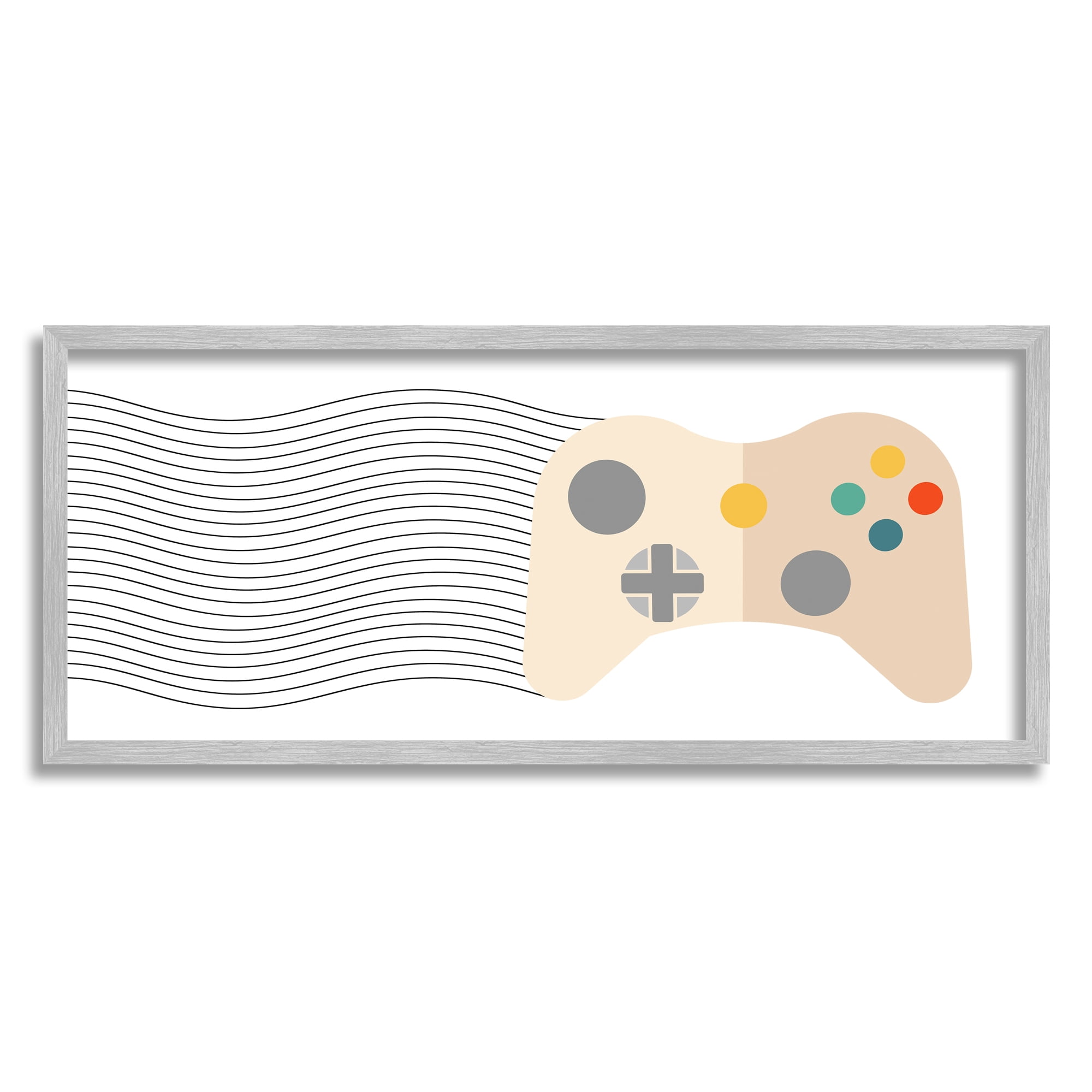Stupell Industries Gaming Controller Pattern Abstract Painting Gray Framed Art Print Wall Art, 30 x 13