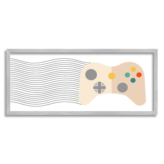 Stupell Industries Gaming Controller Pattern Abstract Painting Gray Framed Art Print Wall Art, 30 x 13