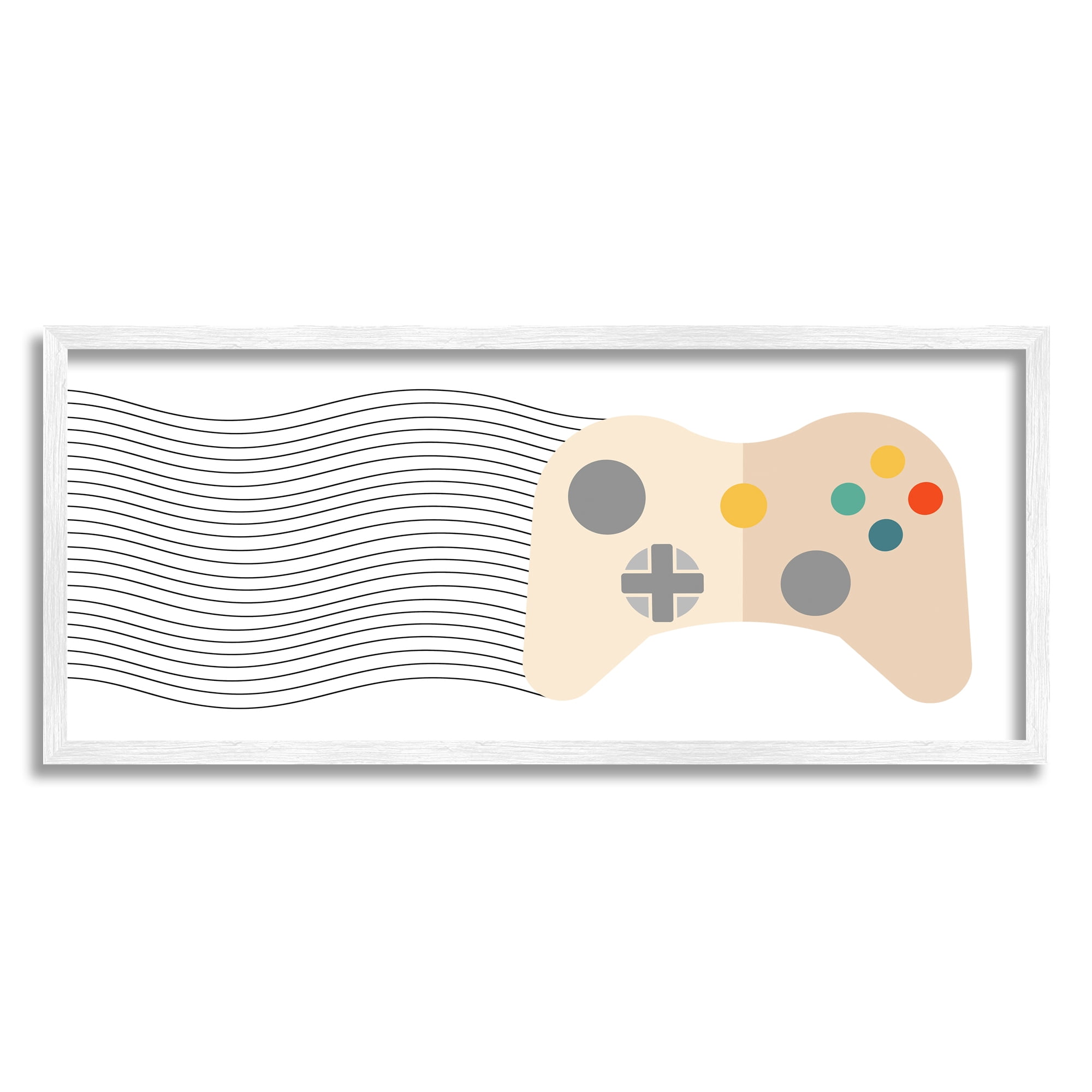 Stupell Industries Gaming Controller Pattern Abstract Painting White Framed Art Print Wall Art, 30 x 13
