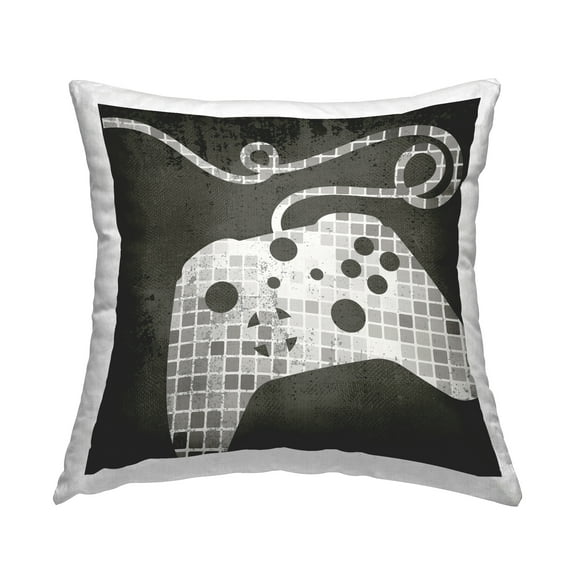 Stupell Industries Gaming Controller Silhouette Geometric Squares Pattern Design by Daphne Polselli Throw Pillow