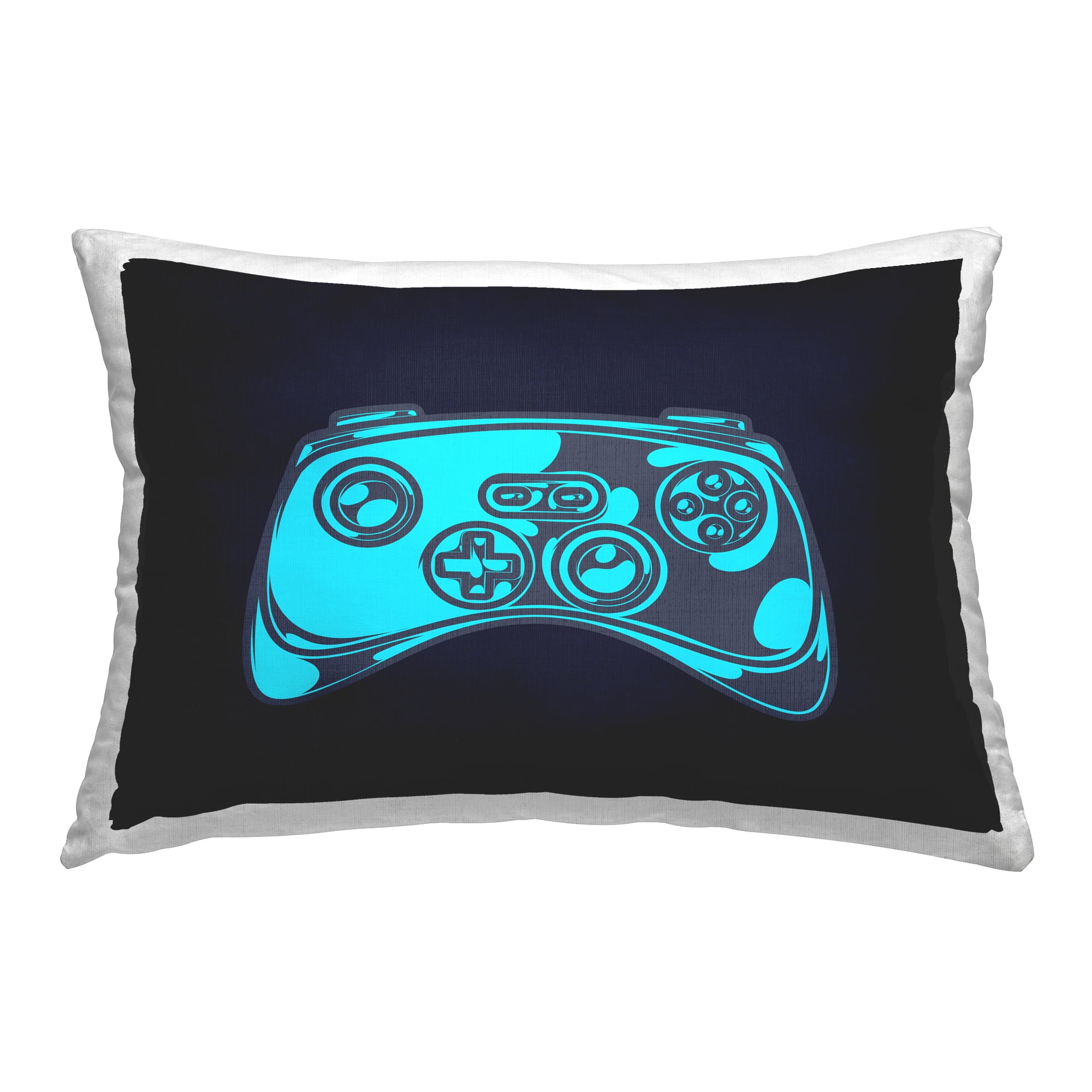 Stupell Industries Gaming Controller on Black Decorative Printed Throw Pillow Design by Daphne Polselli.