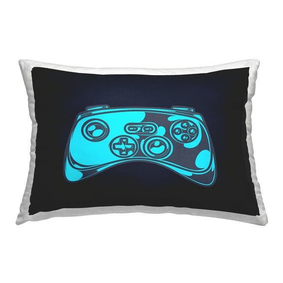 Stupell Industries Gaming Controller on Black Decorative Printed Throw Pillow Design by Daphne Polselli.