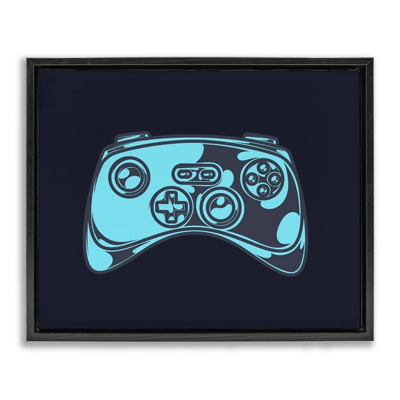 Stupell Industries Gaming Controller on Black Entertainment Painting Black Floater Framed Canvas Art Print Wall Art, 21 x 17