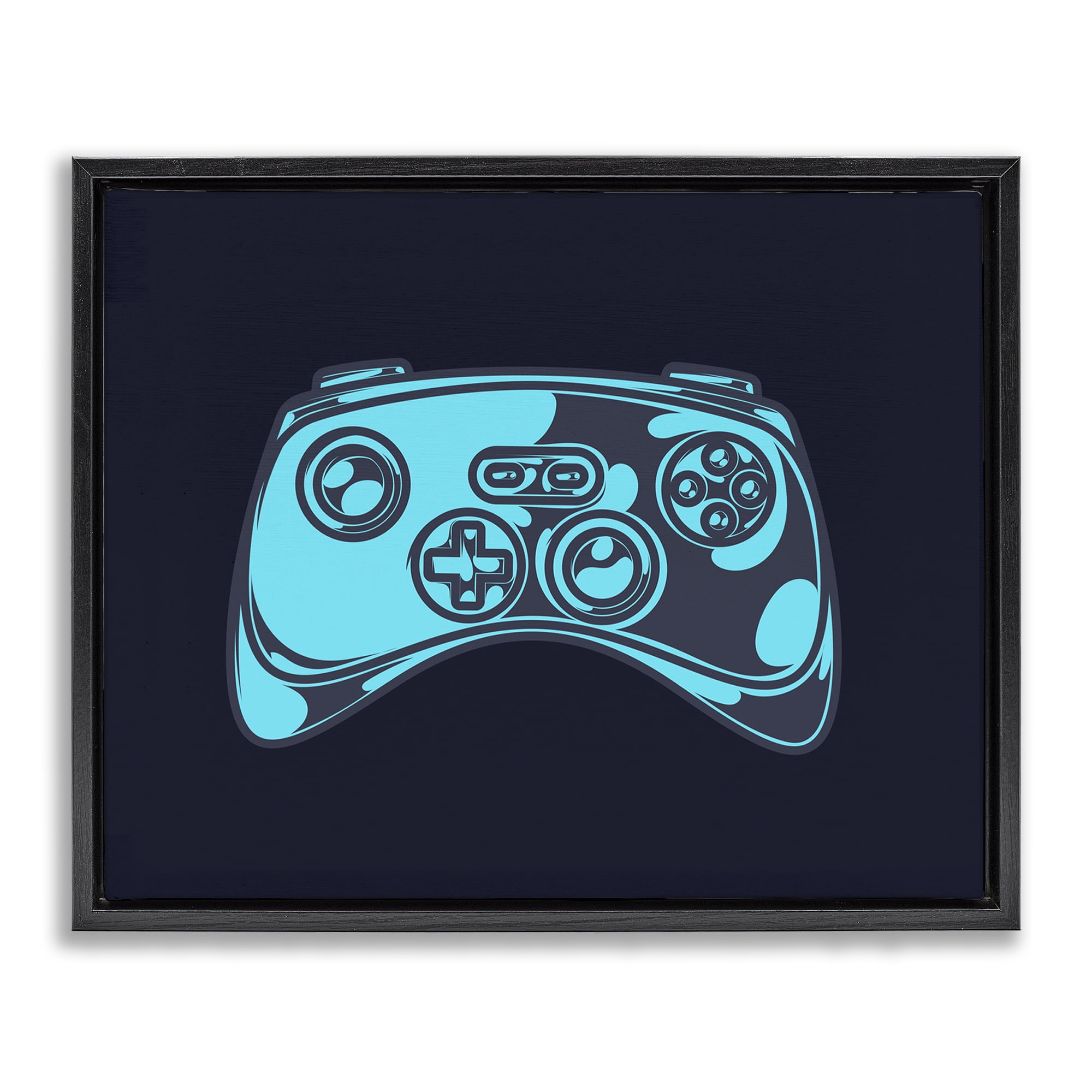 Stupell Industries Gaming Controller on Black Entertainment Painting Black Floater Framed Canvas Art Print Wall Art, 31 x 25