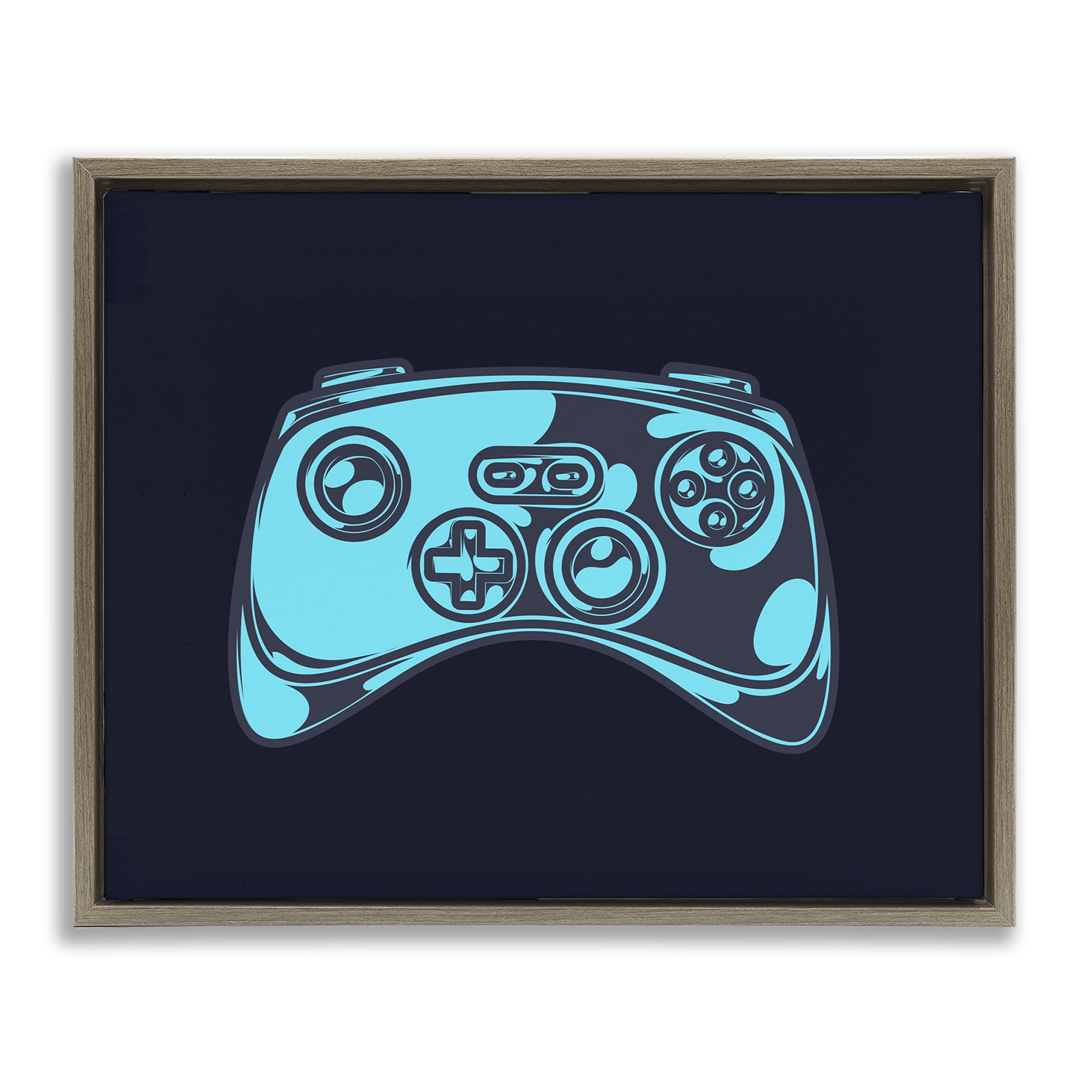 Stupell Industries Gaming Controller on Black Entertainment Painting Brown Floater Framed Canvas Art Print Wall Art, 31 x 25