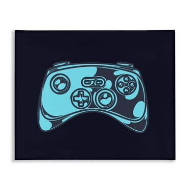 Stupell Industries Gaming Controller on Black Entertainment Painting Wrapped Canvas Art Print Wall Art, 20 x 16
