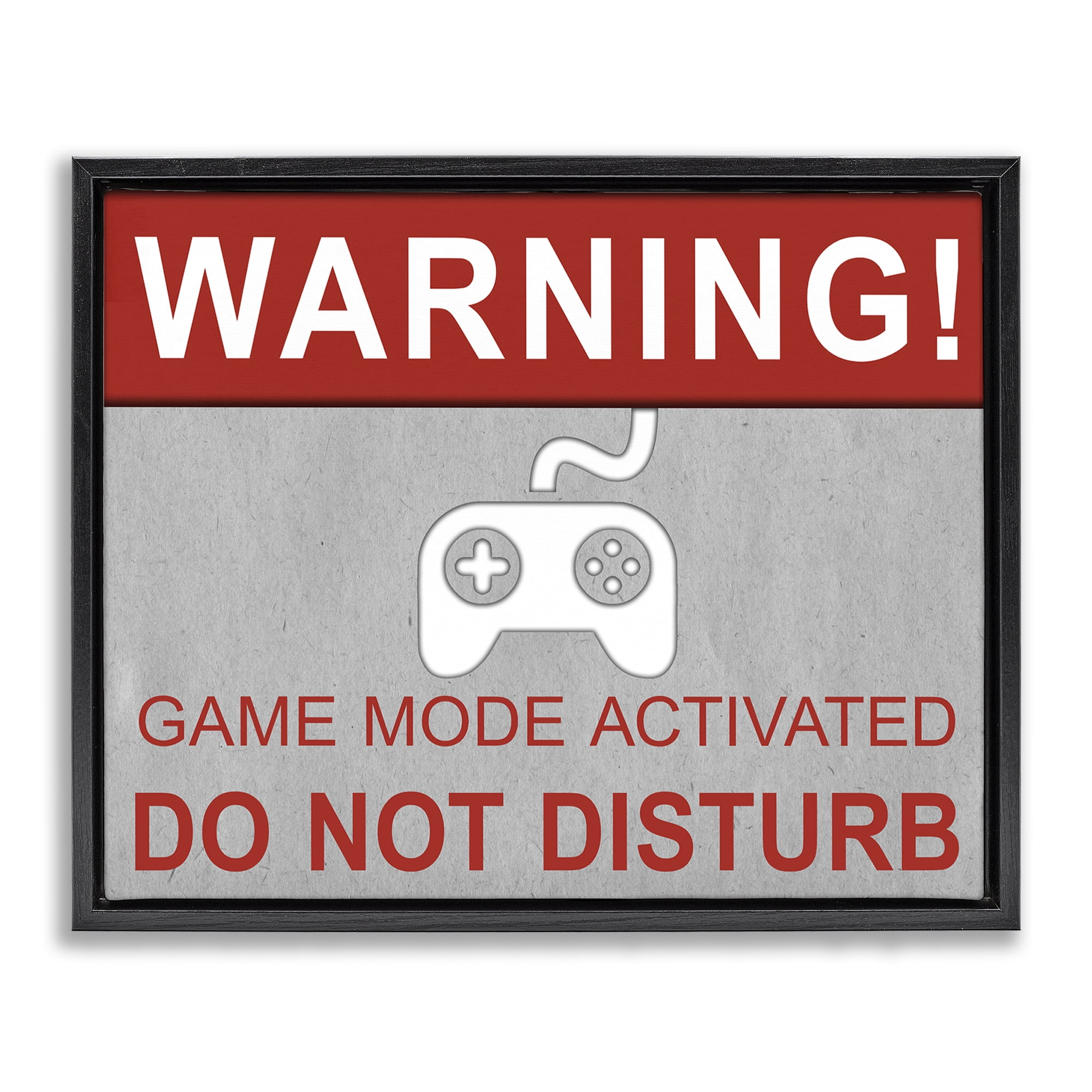 Stupell Industries Gaming Do Not Disturb Entertainment Painting Black Floater Framed Canvas Art Print Wall Art, 31 x 25