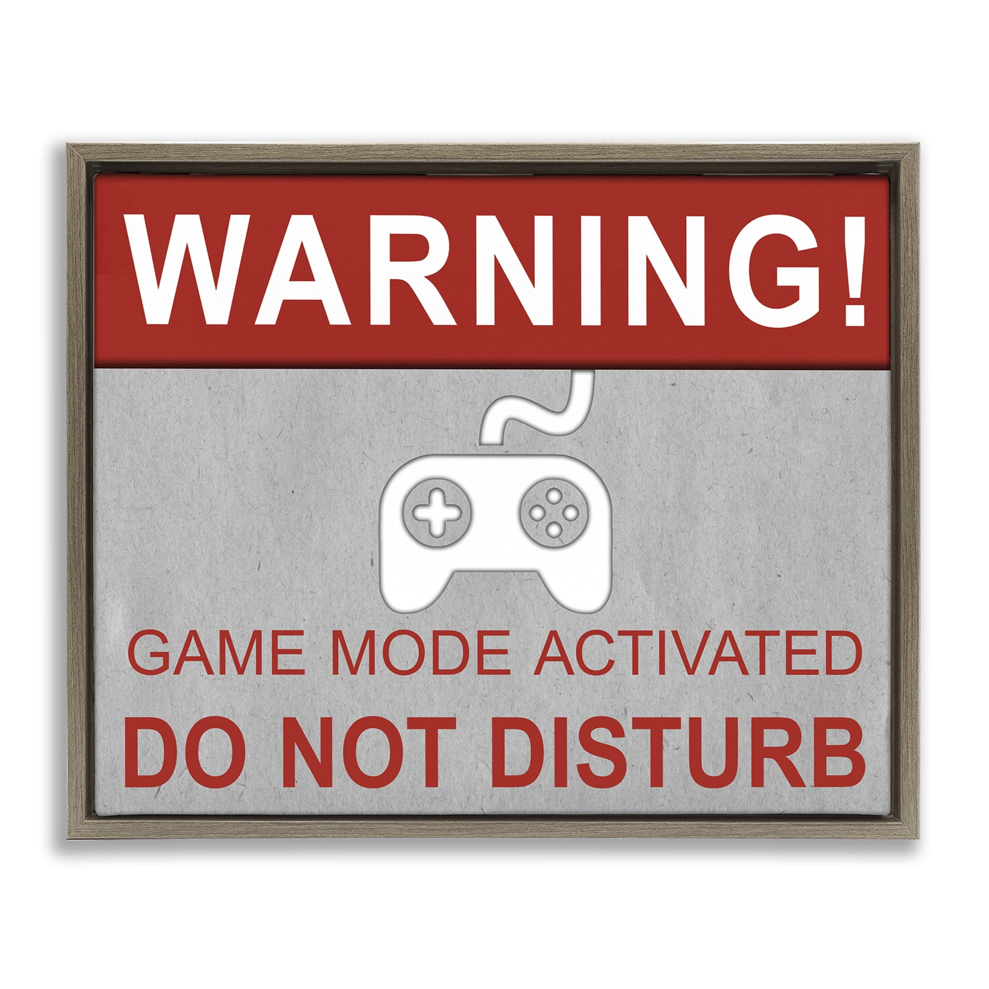 Stupell Industries Gaming Do Not Disturb Entertainment Painting Brown Floater Framed Canvas Art Print Wall Art, 21 x 17