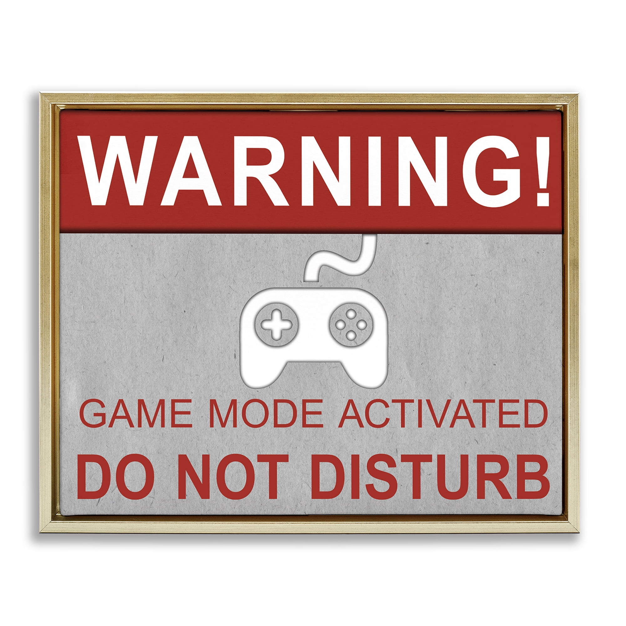 Stupell Industries Gaming Do Not Disturb Entertainment Painting Gold Floater Framed Canvas Art Print Wall Art, 31 x 25