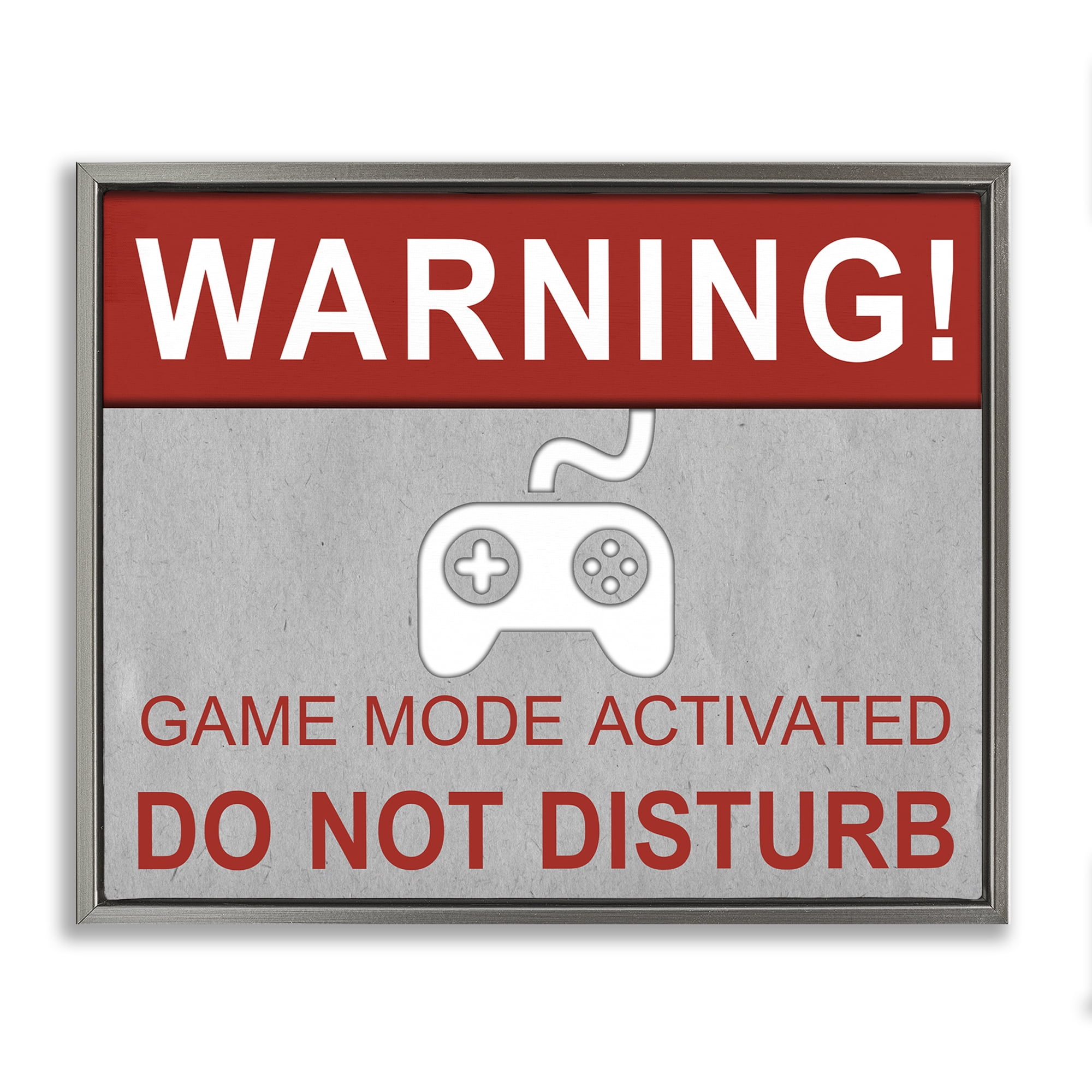 Stupell Industries Gaming Do Not Disturb Entertainment Painting Gray Floater Framed Canvas Art Print Wall Art, 21 x 17