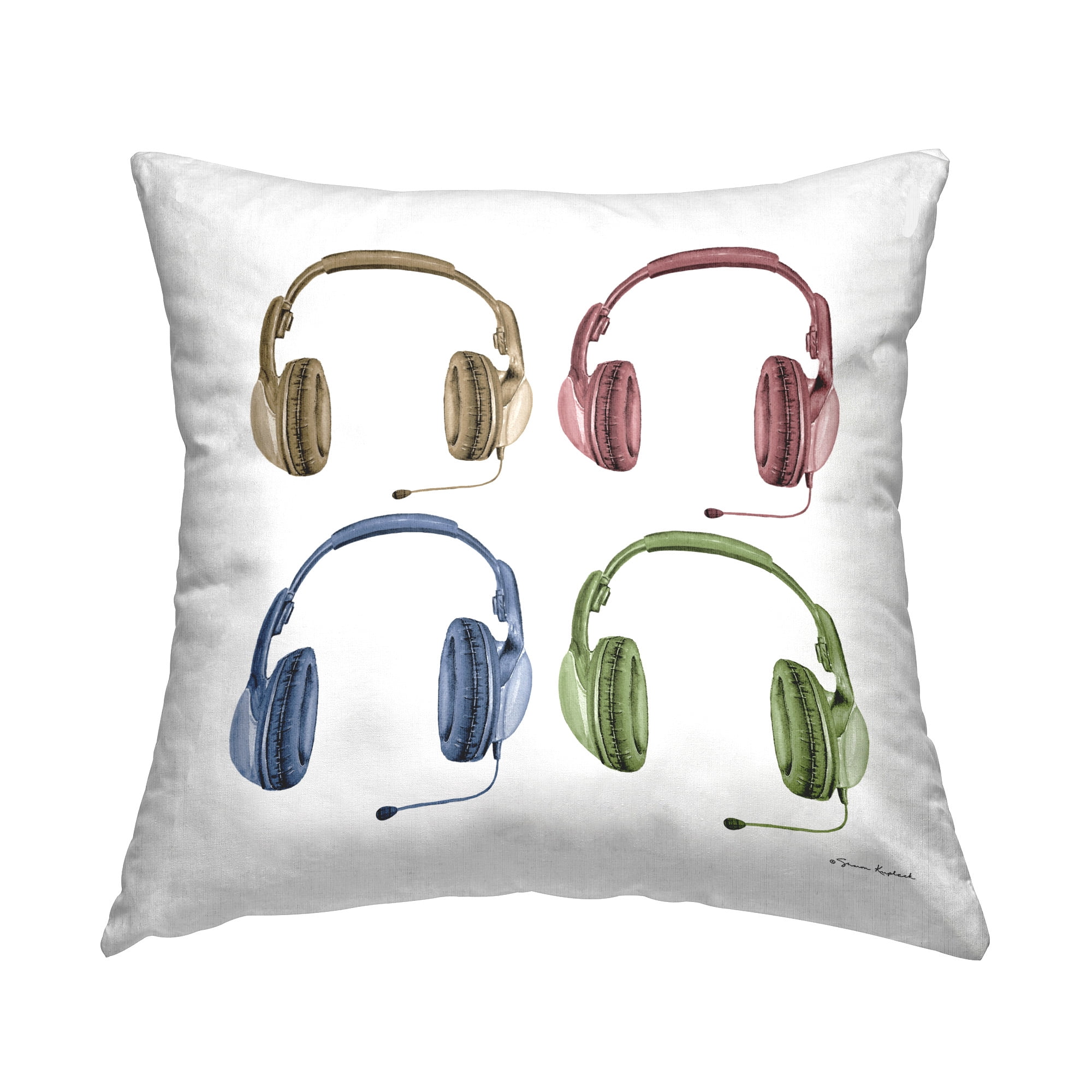 Stupell Industries Gaming Headsets Pattern Decorative Printed Throw Pillow Design by Sharon Kuplack