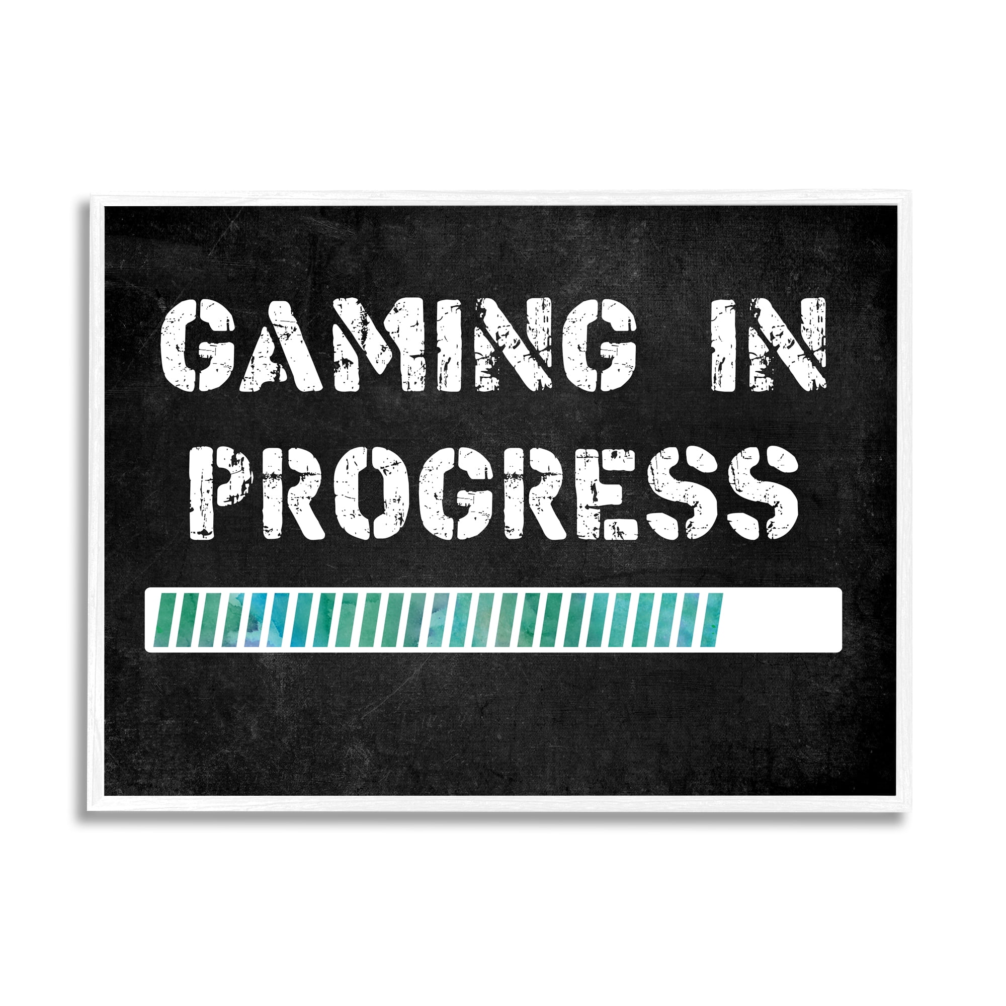 Stupell Industries Gaming In Progress Bar Inspirational Painting White Framed Art Print Wall Art, 14 x 11