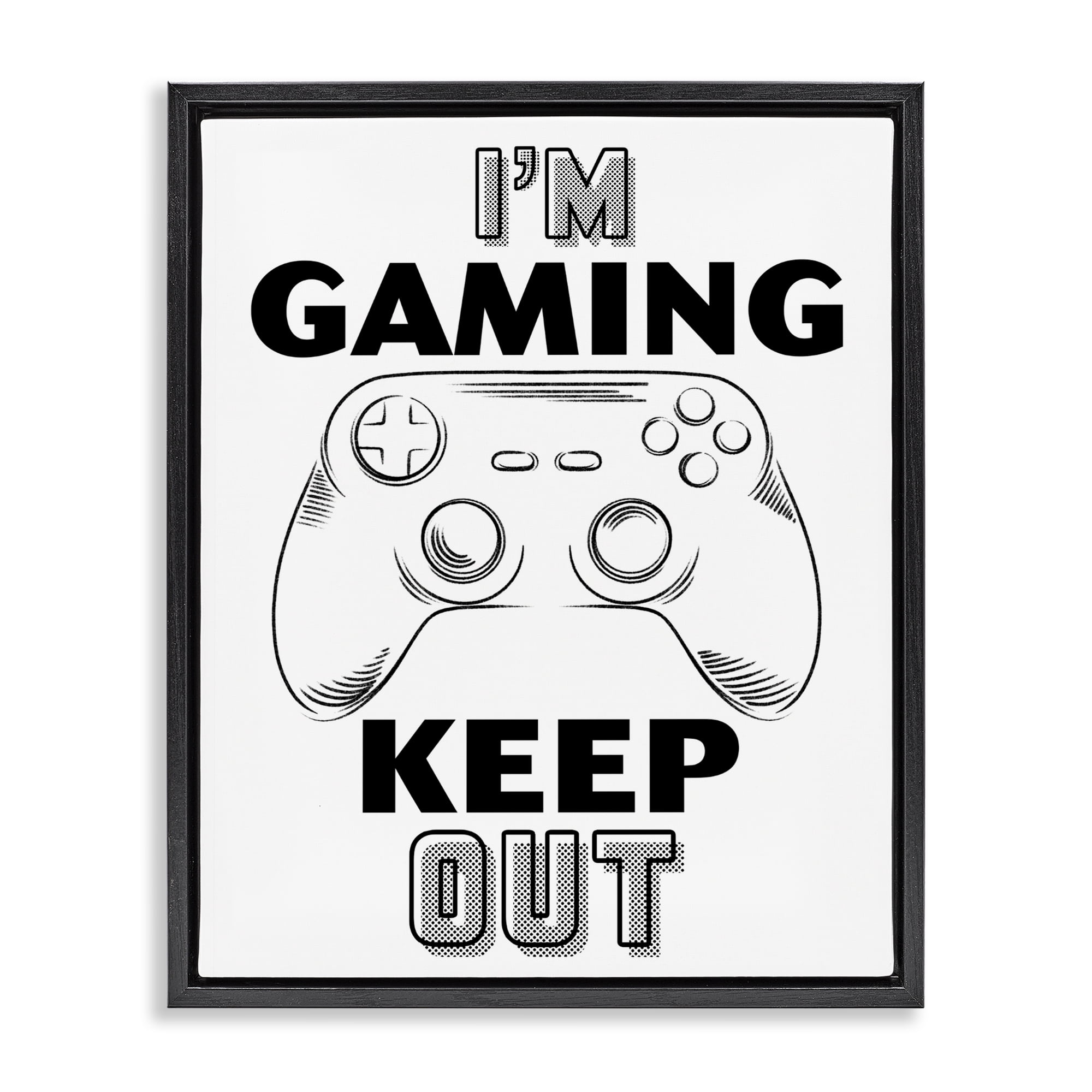 Stupell Industries Gaming Keep Out Black Framed Floater Canvas Wall Art, design by Marcus Prime