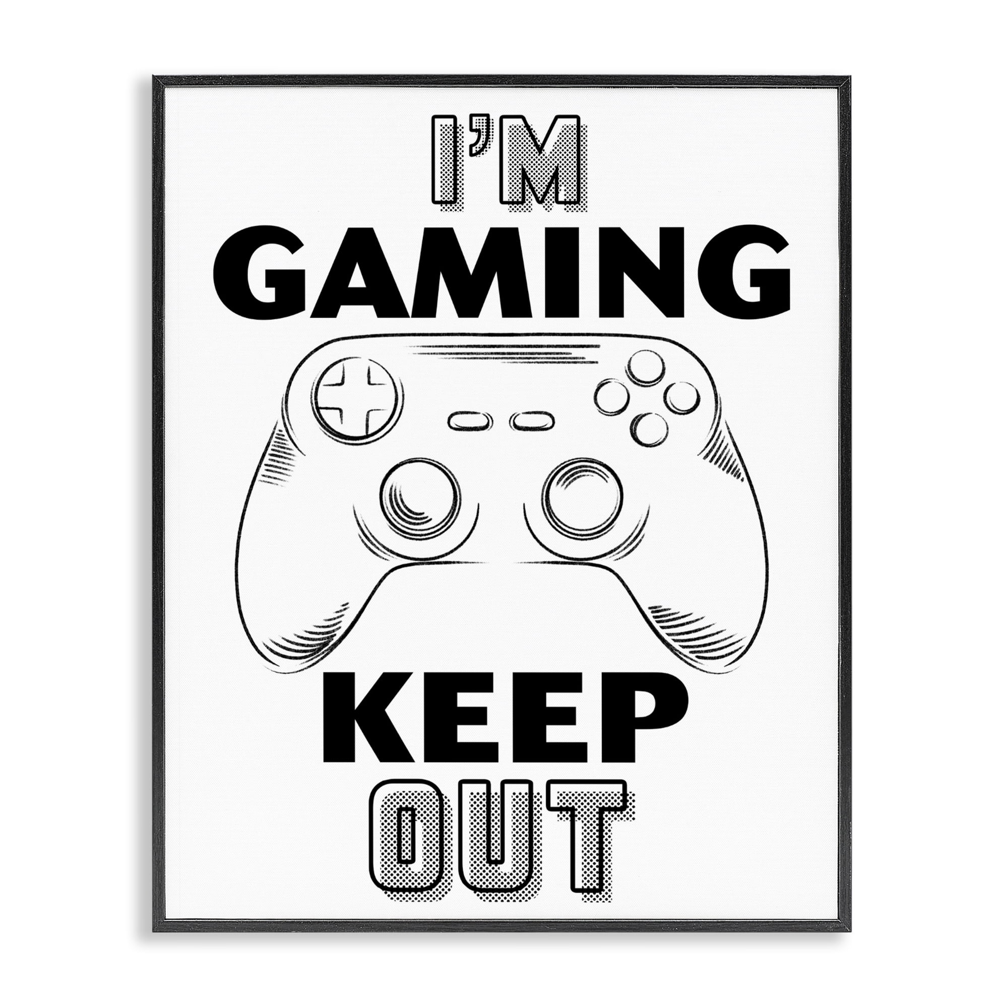 Stupell Industries Gaming Keep Out Black Framed Giclee Art, design by Marcus Prime