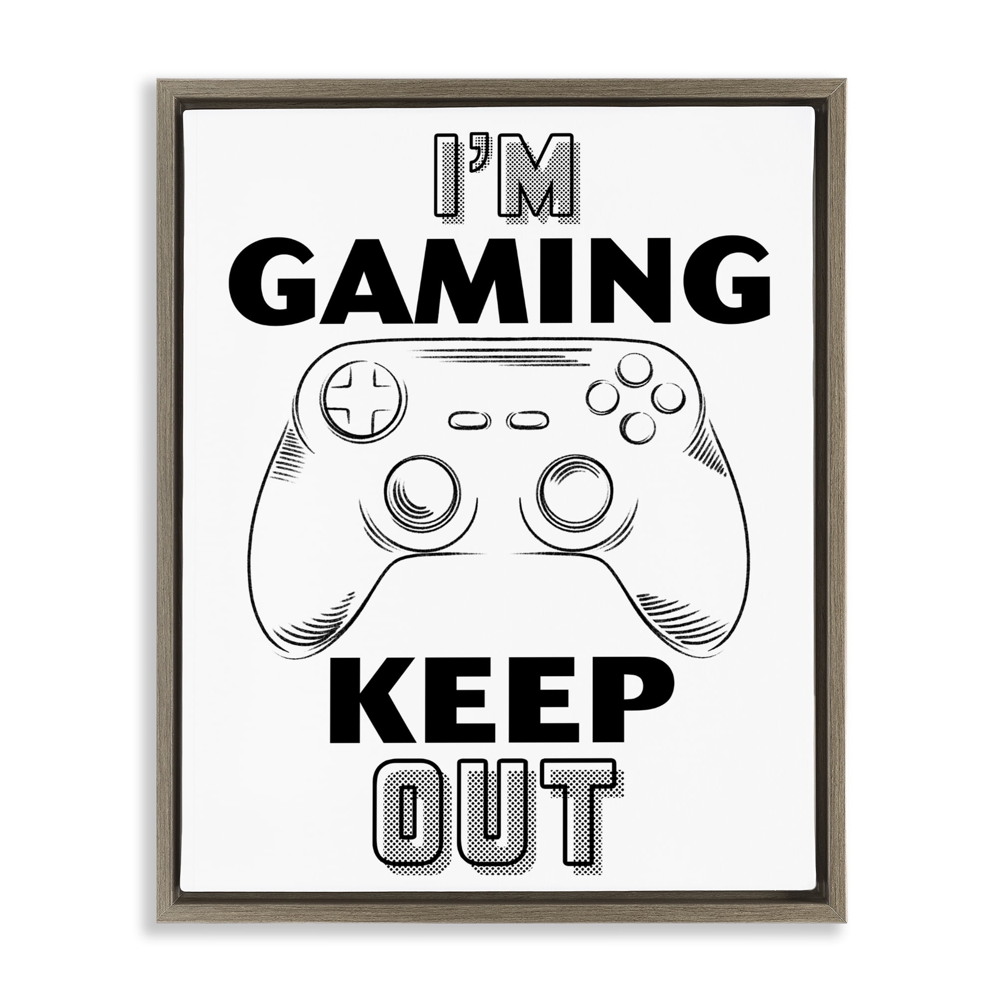Stupell Industries Gaming Keep Out Brown Framed Floater Canvas Wall Art, design by Marcus Prime