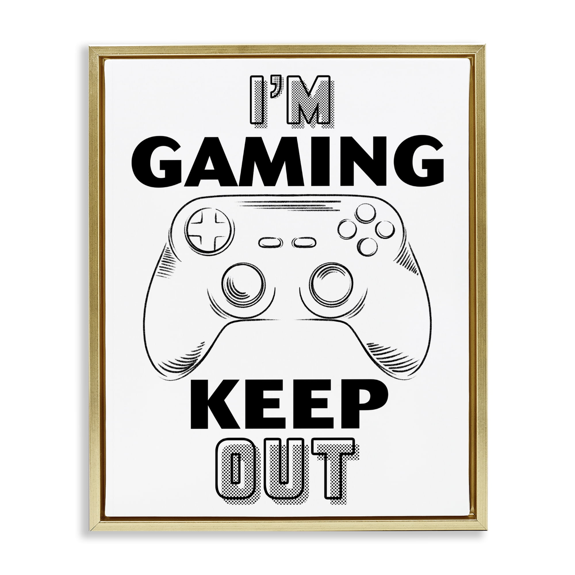 Stupell Industries Gaming Keep Out Gold Framed Floater Canvas Wall Art, design by Marcus Prime
