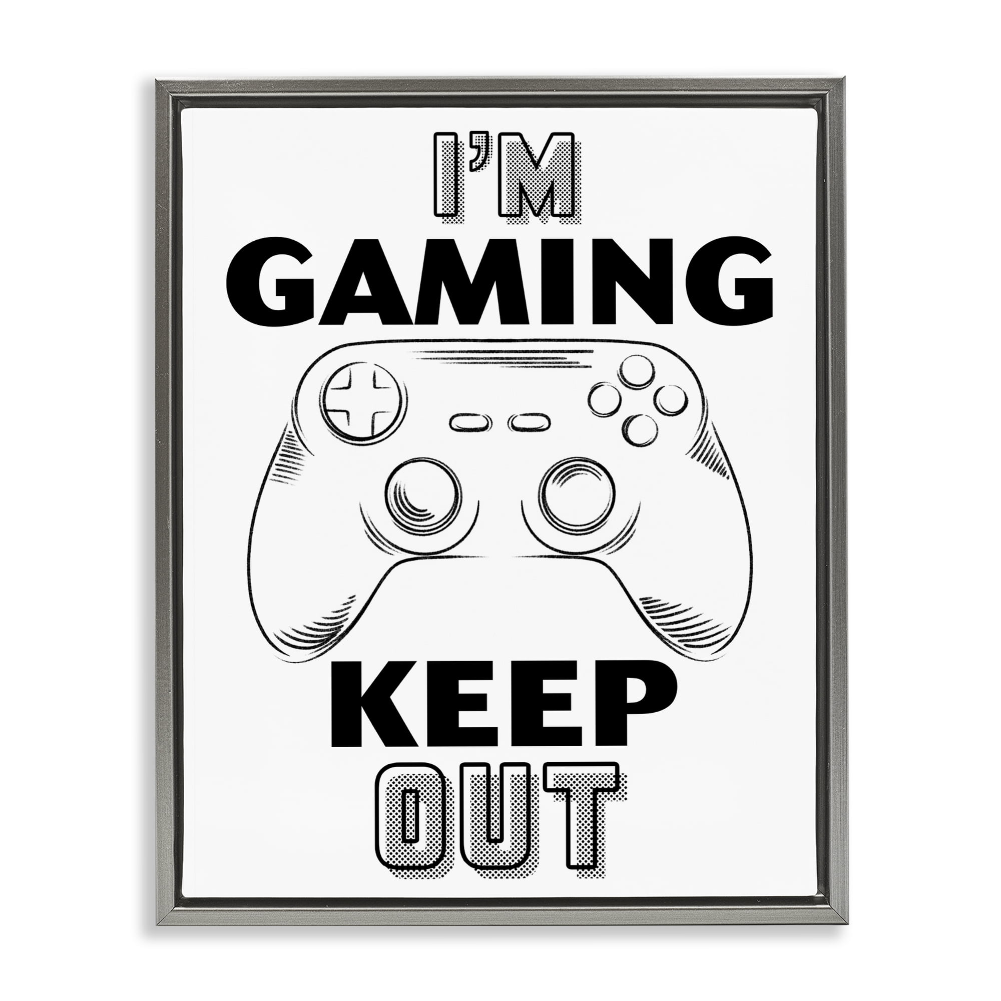 Stupell Industries Gaming Keep Out Gray Framed Floater Canvas Wall Art, design by Marcus Prime