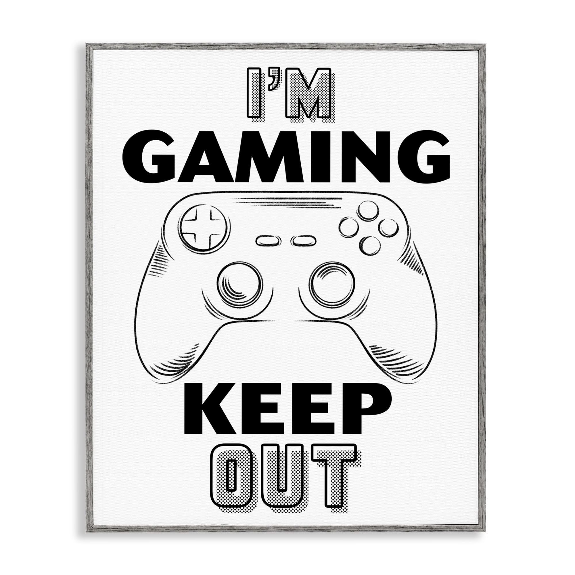 Stupell Industries Gaming Keep Out Gray Framed Giclee Art, design by Marcus Prime