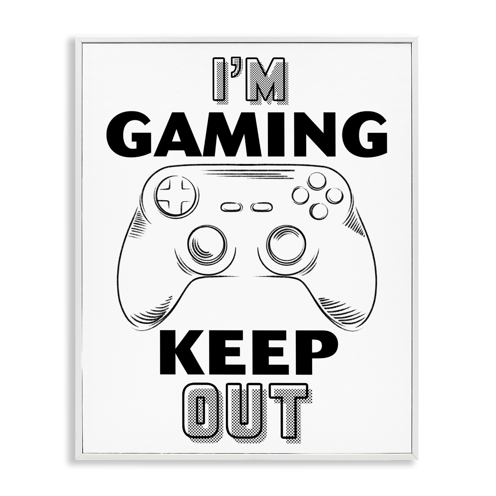 Stupell Industries Gaming Keep Out White Framed Giclee Art, design by Marcus Prime