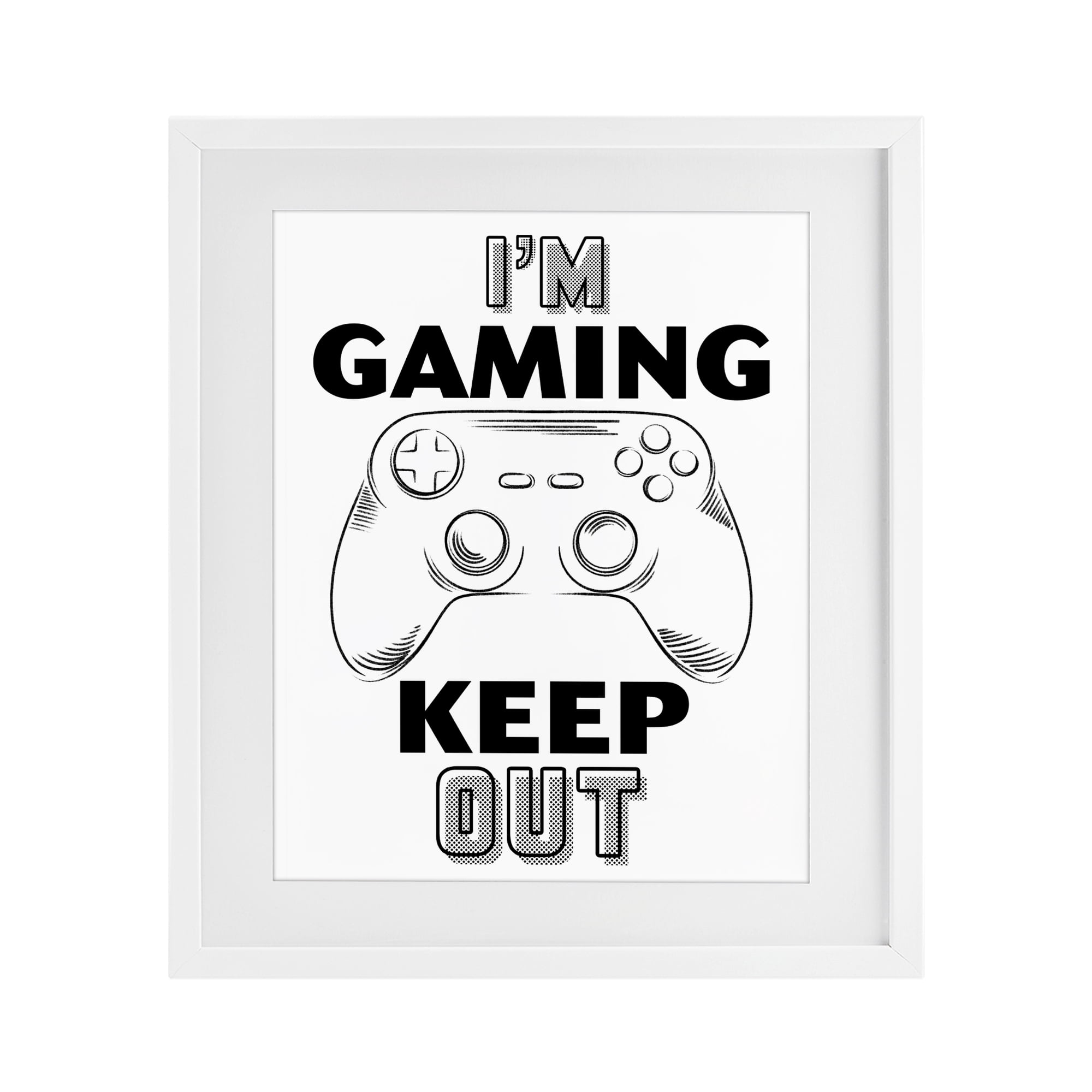 Stupell Industries Gaming Keep Out White Framed Print Under Glass, design by Marcus Prime