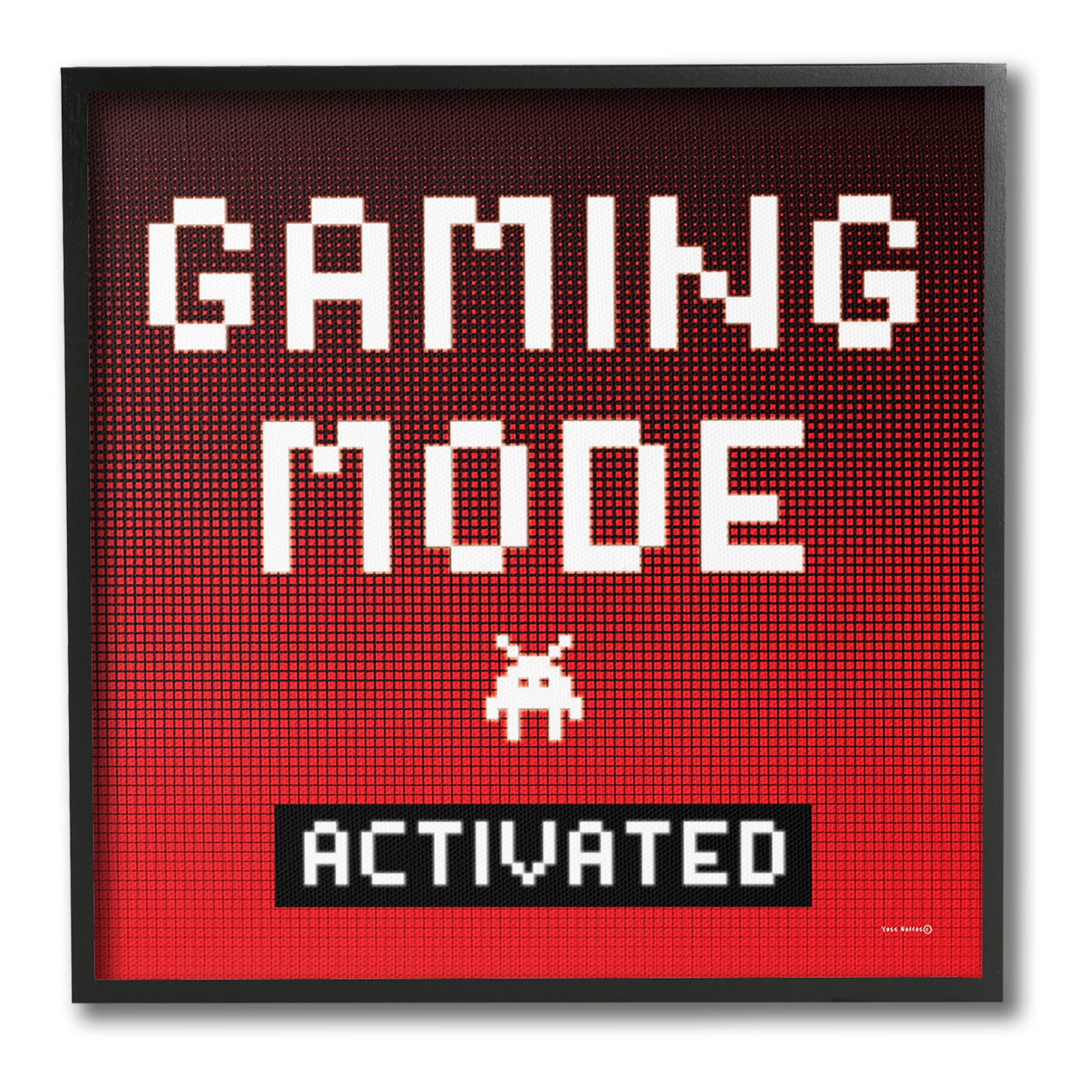 Stupell Industries Gaming Mode Activated Typography Painting Black Framed Art Print Wall Art, 24 x 24