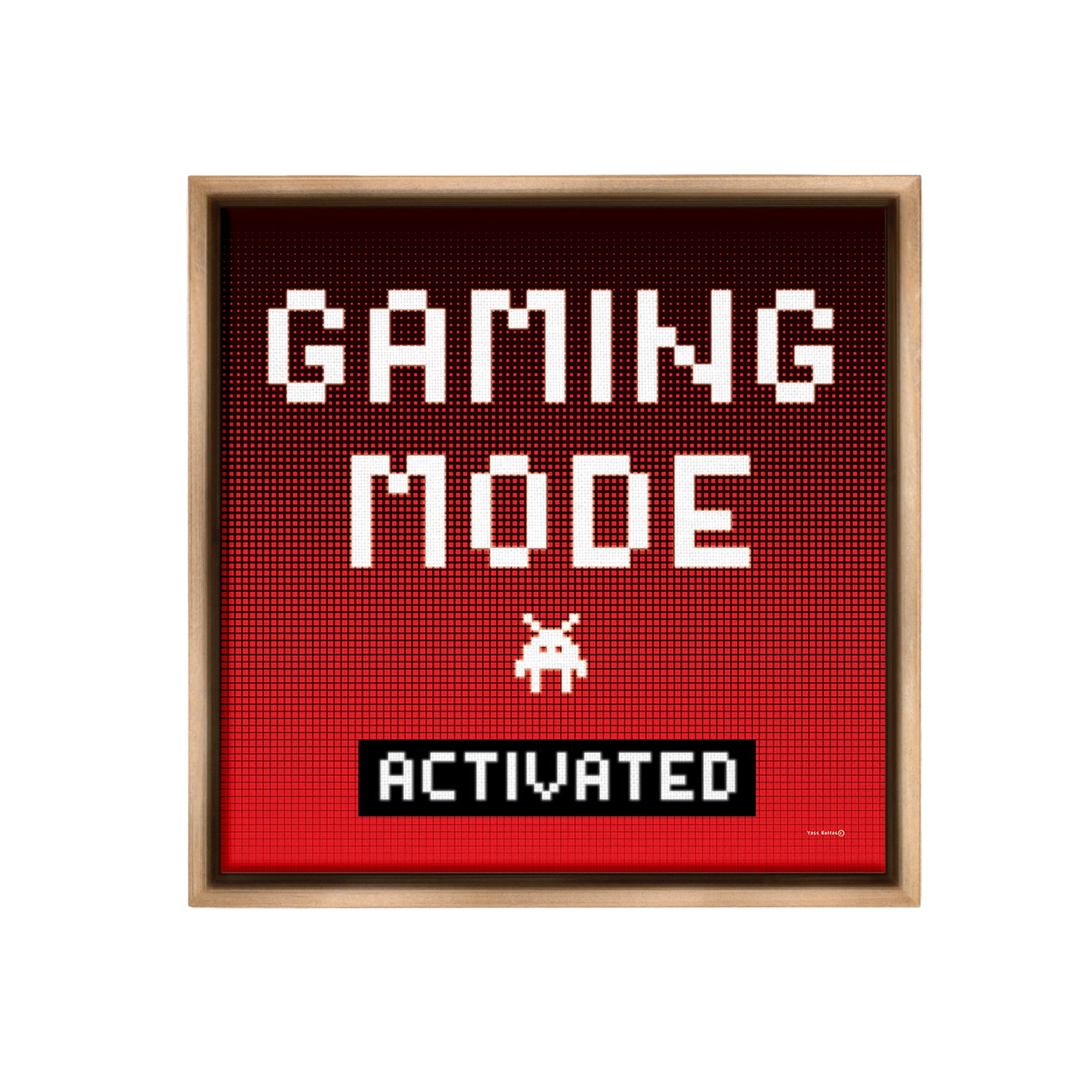 Stupell Industries Gaming Mode Activated Typography Painting Brown Floater Framed Canvas Art Print Wall Art, 25 x 25