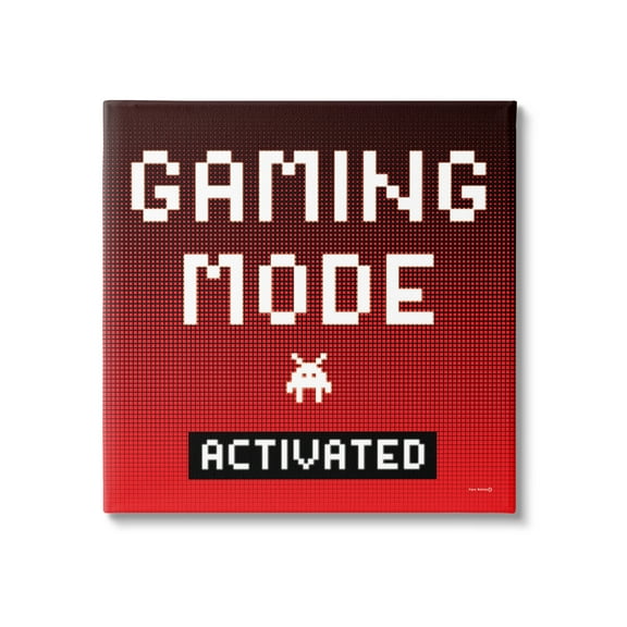 Stupell Industries Gaming Mode Activated Typography Painting Gallery Wrapped Canvas Art Print Wall Art, 17 x 17
