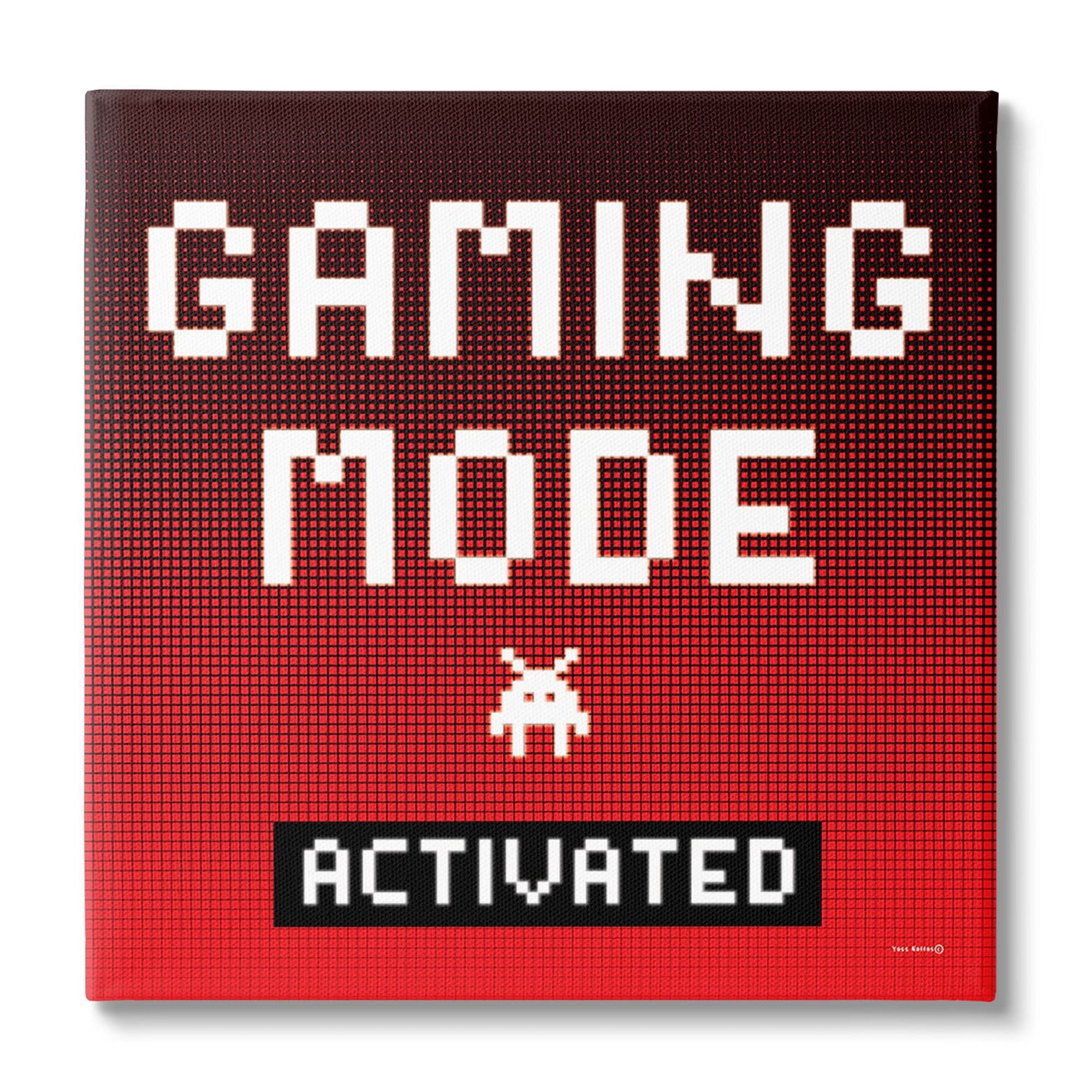 Stupell Industries Gaming Mode Activated Typography Painting Gallery Wrapped Canvas Art Print Wall Art, 36 x 36