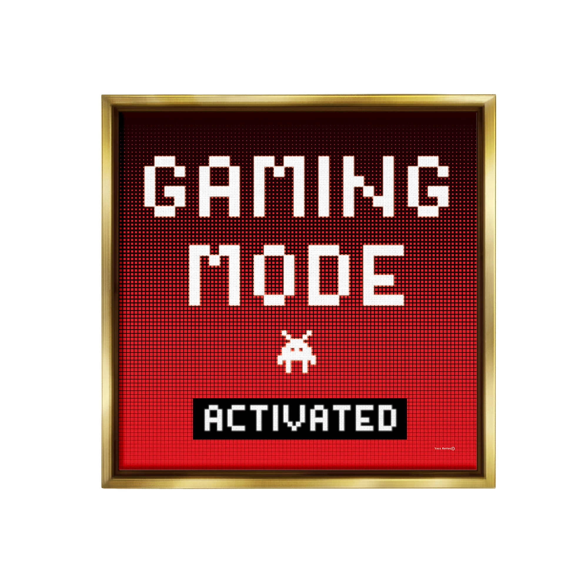Stupell Industries Gaming Mode Activated Typography Painting Gold Floater Framed Canvas Art Print Wall Art, 25 x 25