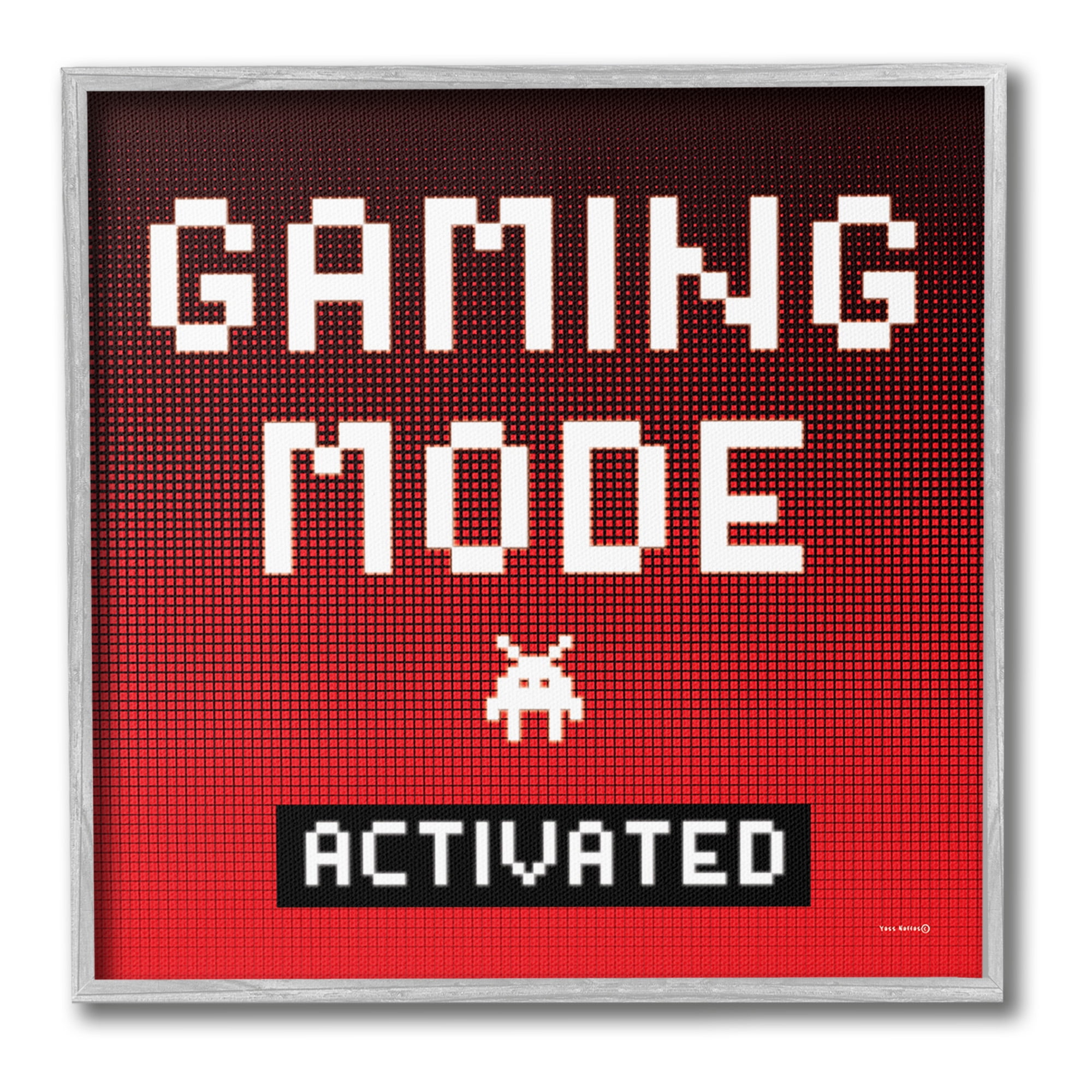Stupell Industries Gaming Mode Activated Typography Painting Gray Framed Art Print Wall Art, 12 x 12