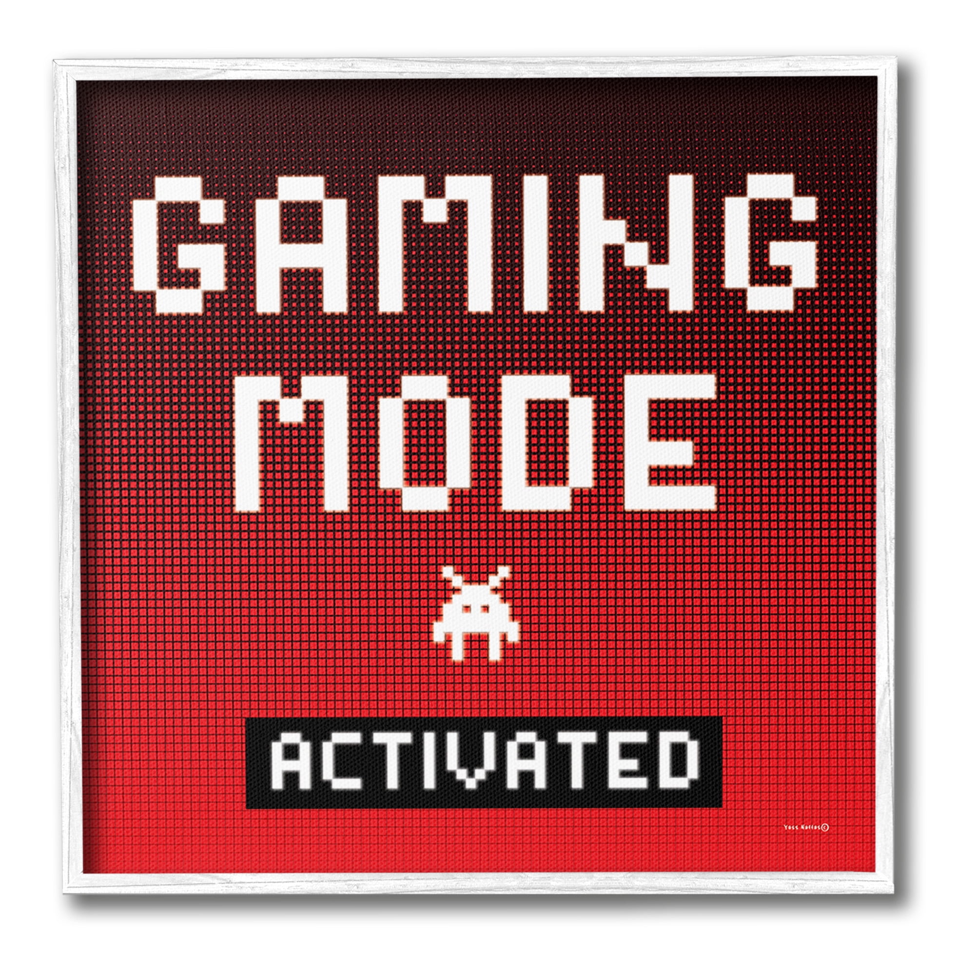 Stupell Industries Gaming Mode Activated Typography Painting White Framed Art Print Wall Art, 17 x 17