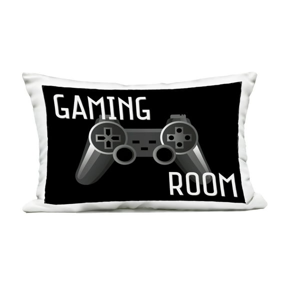 Stupell Industries Gaming Room Black Controller Outdoor Printed Pillow, design by Kim Allen