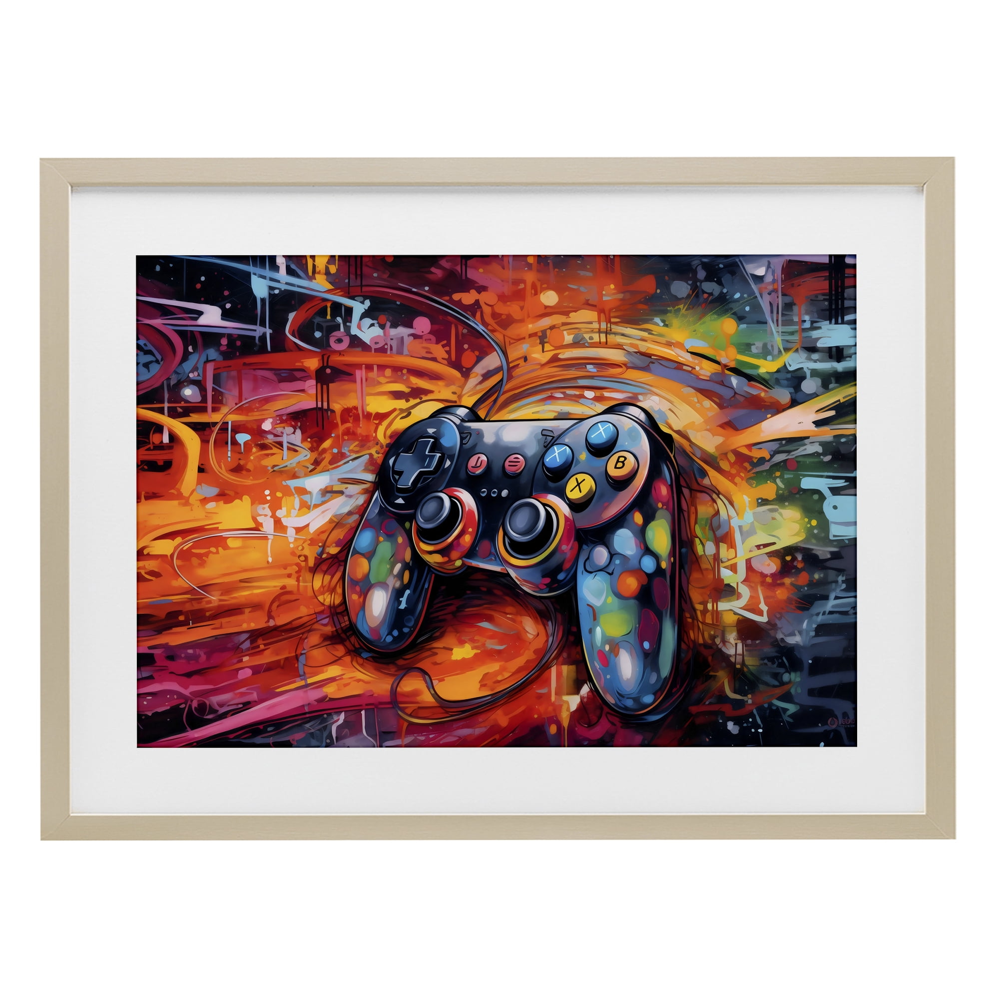 Stupell Industries Gaming Swirl Controller Energy Birch Framed Print Under Glass, design by Creative Studio