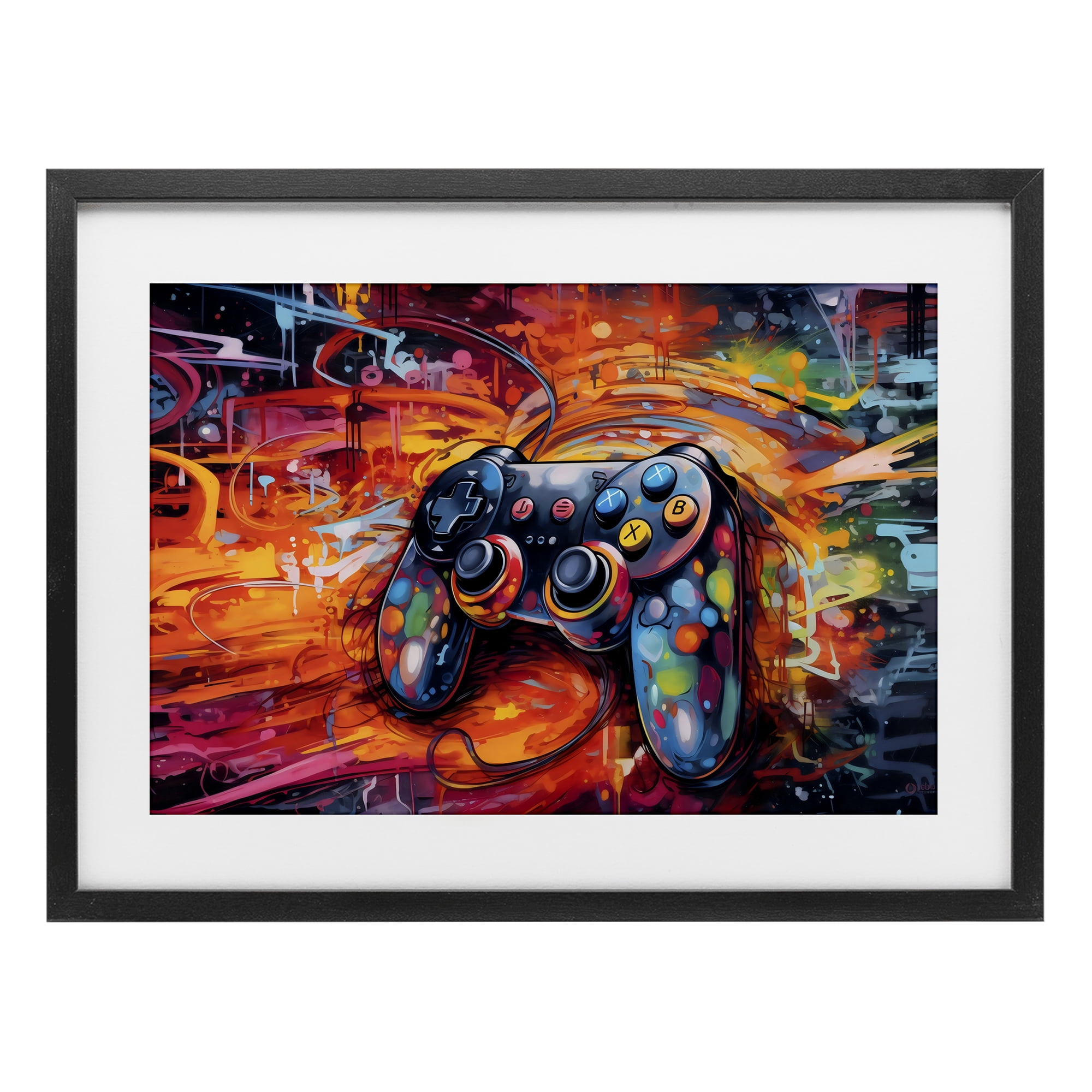 Stupell Industries Gaming Swirl Controller Energy Black Framed Print Under Glass, design by Creative Studio