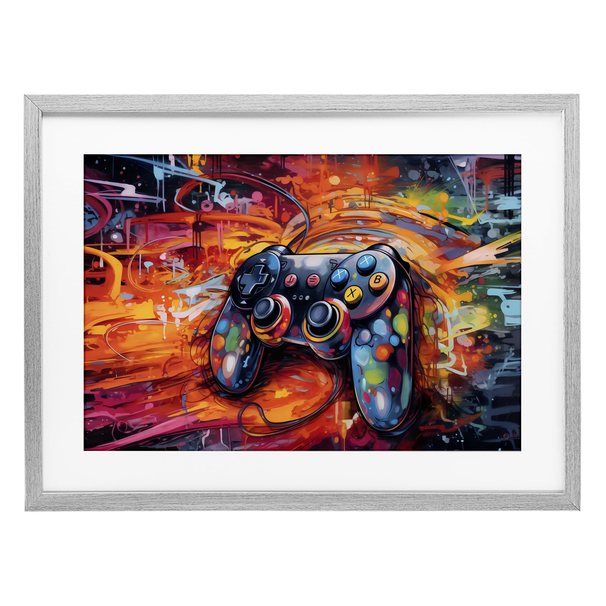 Stupell Industries Gaming Swirl Controller Energy Gray Framed Print Under Glass, design by Creative Studio