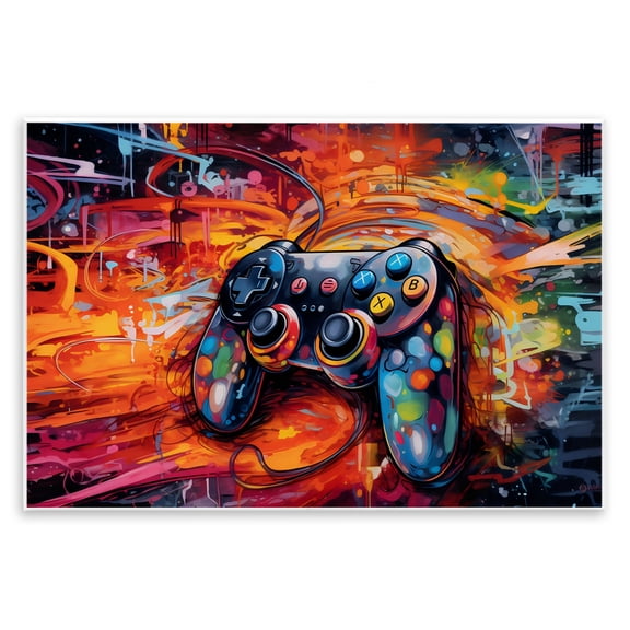 Stupell Industries Gaming Swirl Controller Energy Wall Plaque Art, design by Creative Studio