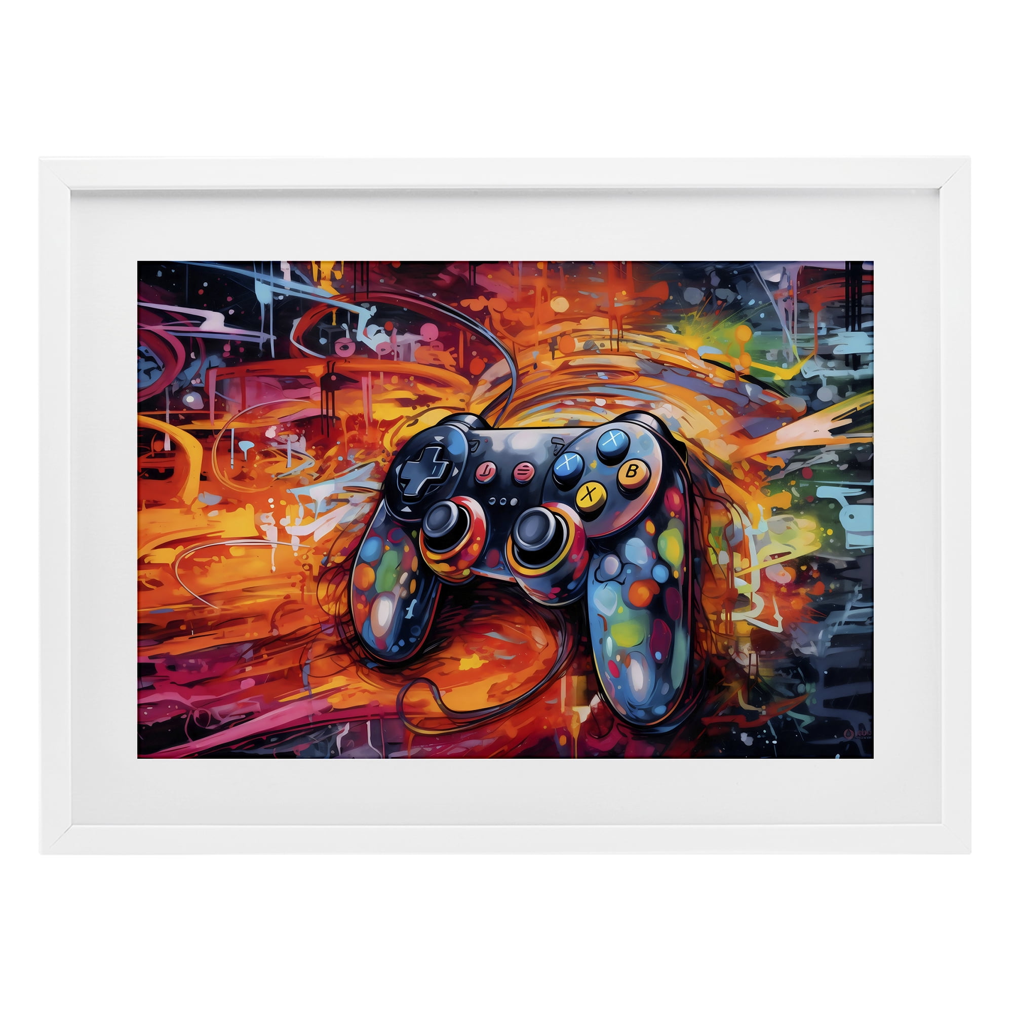 Stupell Industries Gaming Swirl Controller Energy White Framed Print Under Glass, design by Creative Studio