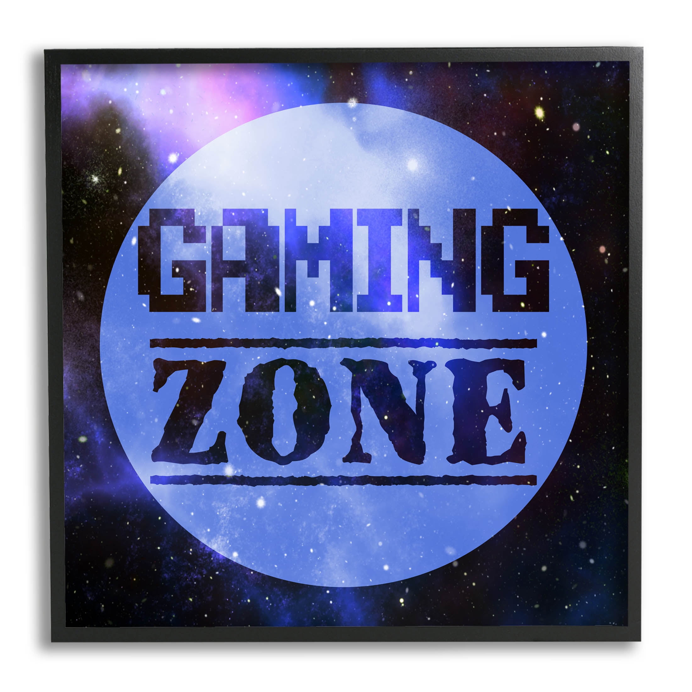 Stupell Industries Gaming Zone Pixel Sky Phrase Graphic Art Black Framed Art Print Wall Art, Design by Marcus Prime