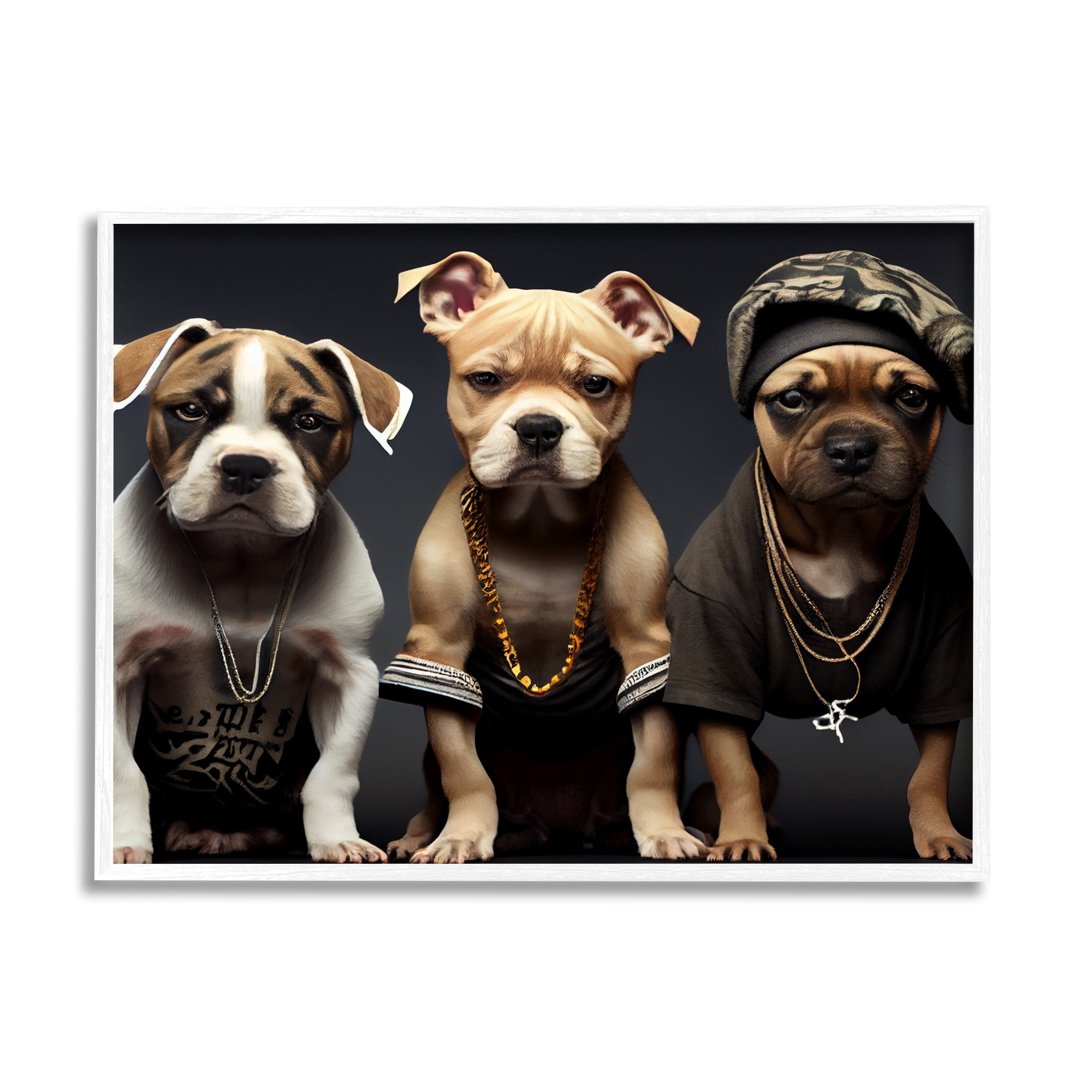 Stupell Industries Gangster Dogs Trio Puppies Animals & Insects Painting White Framed Art Print Wall Art