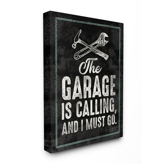 Stupell Industries Garage Is Calling Work Room Funny Word Design Canvas Wall Art by Retrorocket Studio